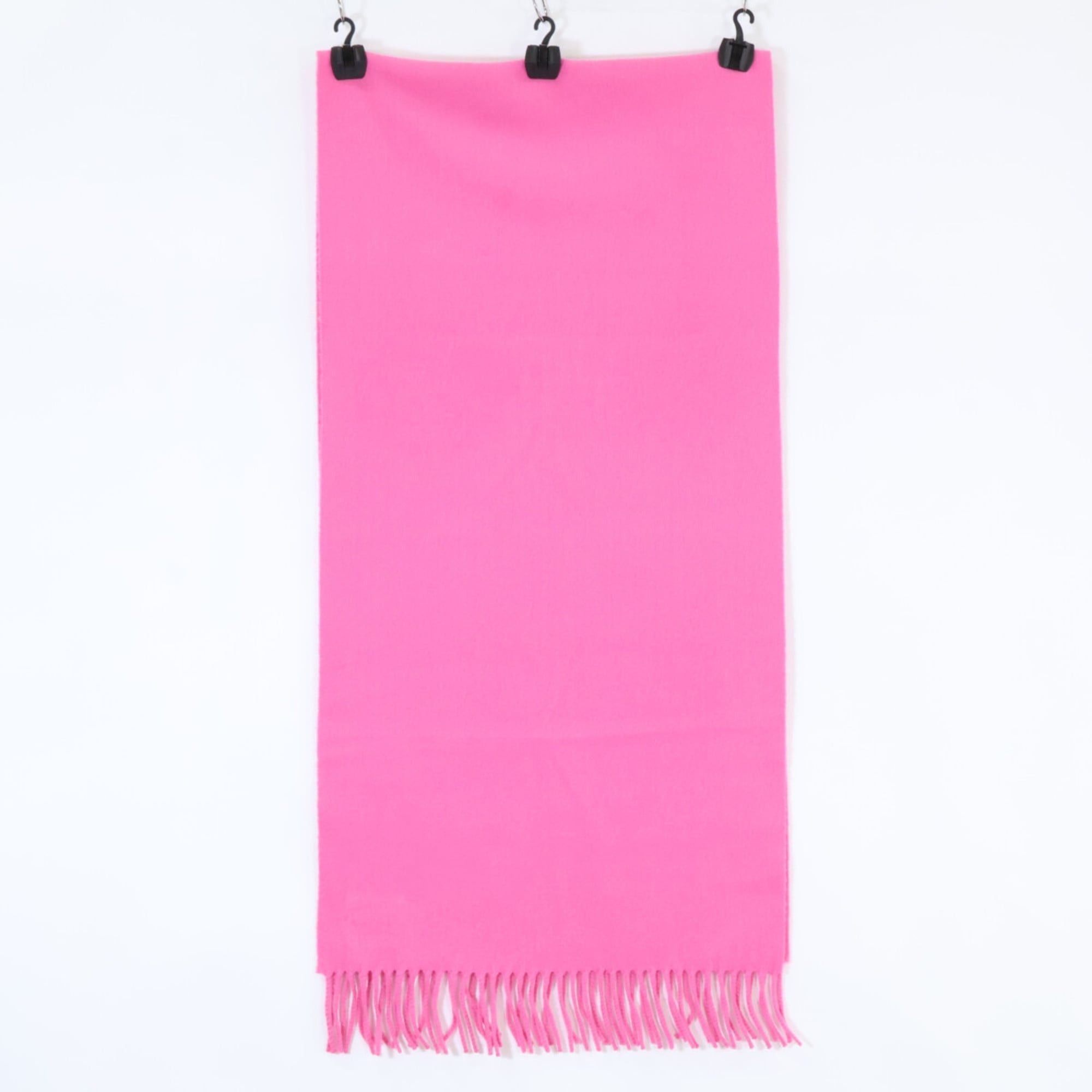 Hermes HERMES 100% Cashmere Fringe Scarf with Embroidered Logo, Pink, Women's Size ONE SIZE - 3 Thumbnail