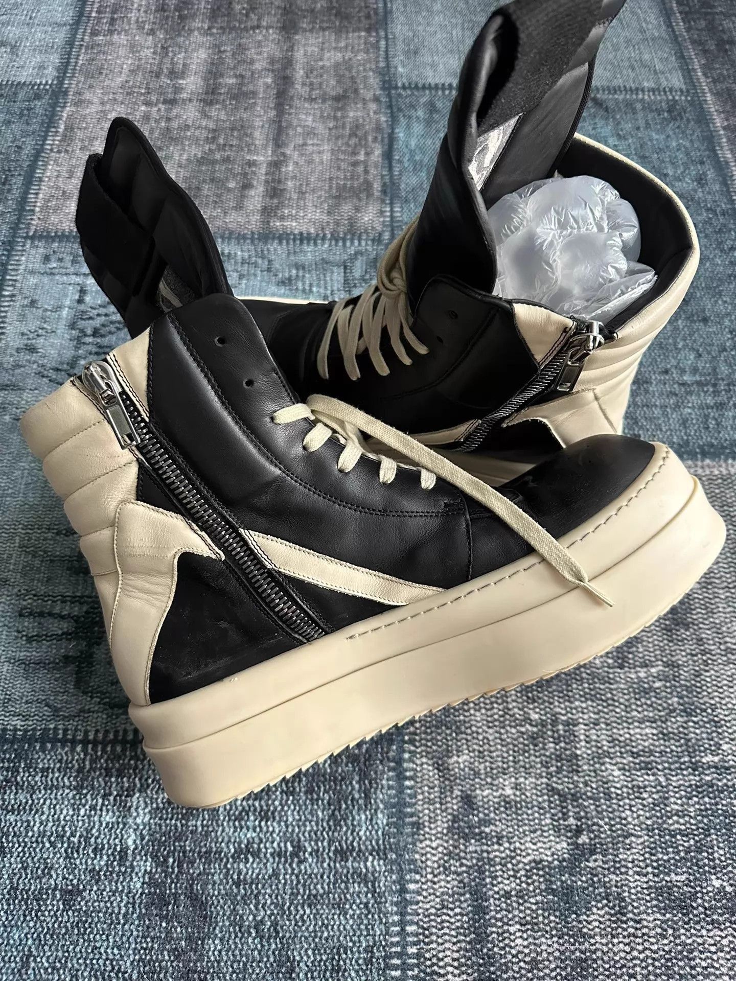 Rick Owens Black High-Top Platform Sneakers Size 12 Size US 12 / EU 45 - 3 Thumbnail