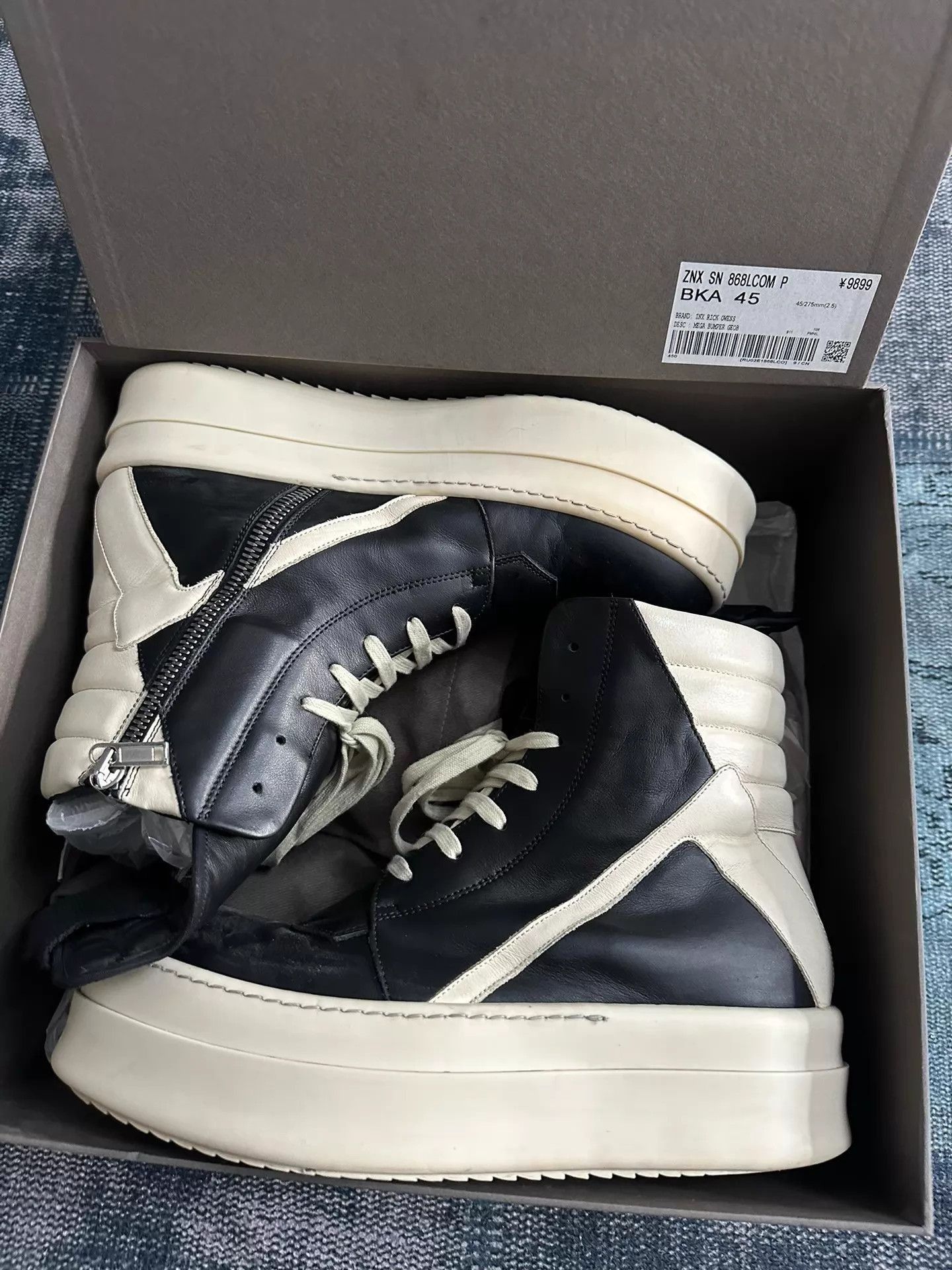 Rick Owens Black High-Top Platform Sneakers Size 12 Size US 12 / EU 45 - 9 Thumbnail