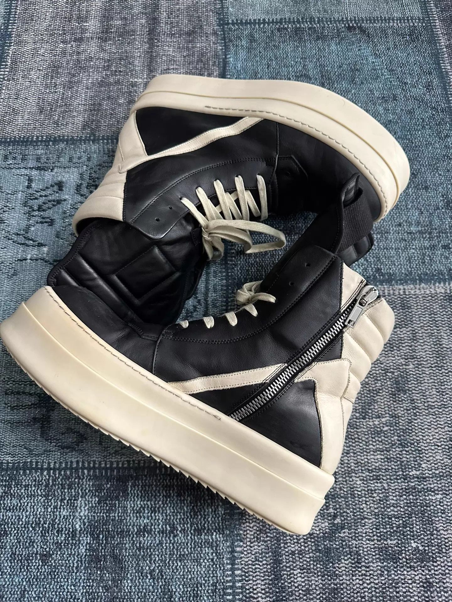 Rick Owens Black High-Top Platform Sneakers Size 12 Size US 12 / EU 45 - 2 Thumbnail