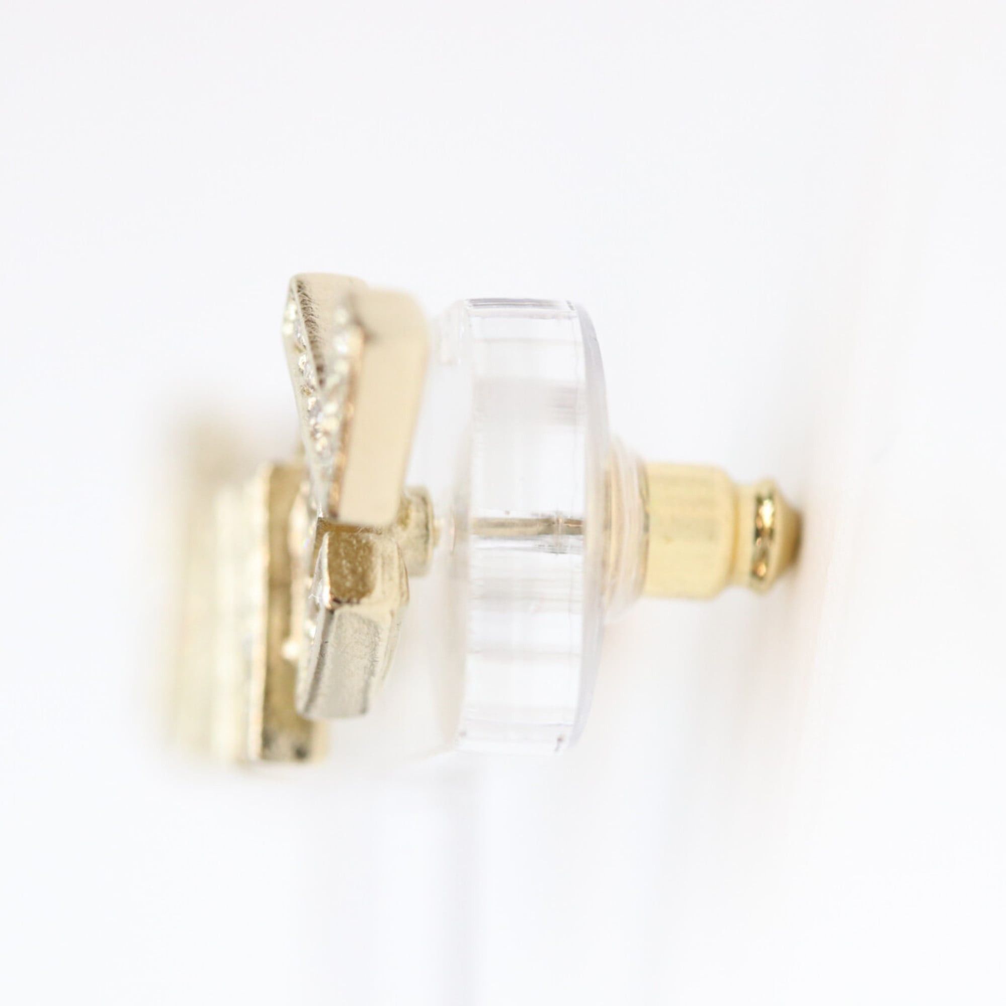 Chanel CHANEL A21V Gold Rhinestone Logo Earrings, Women's Size ONE SIZE - 2 Thumbnail