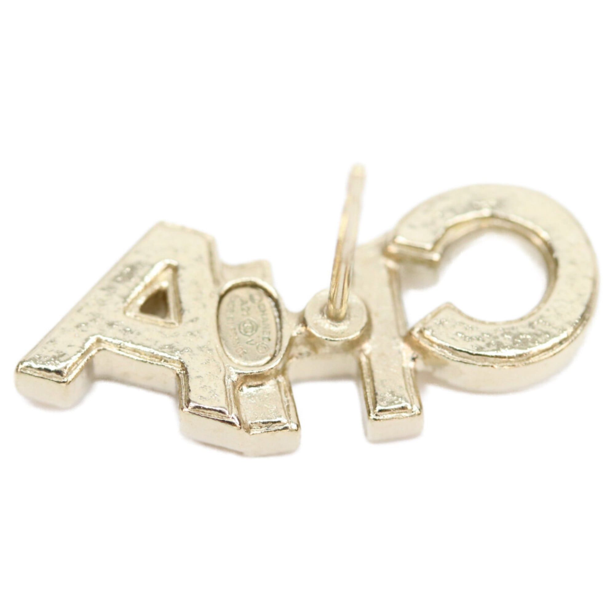 Chanel CHANEL A21V Gold Rhinestone Logo Earrings, Women's Size ONE SIZE - 5 Thumbnail