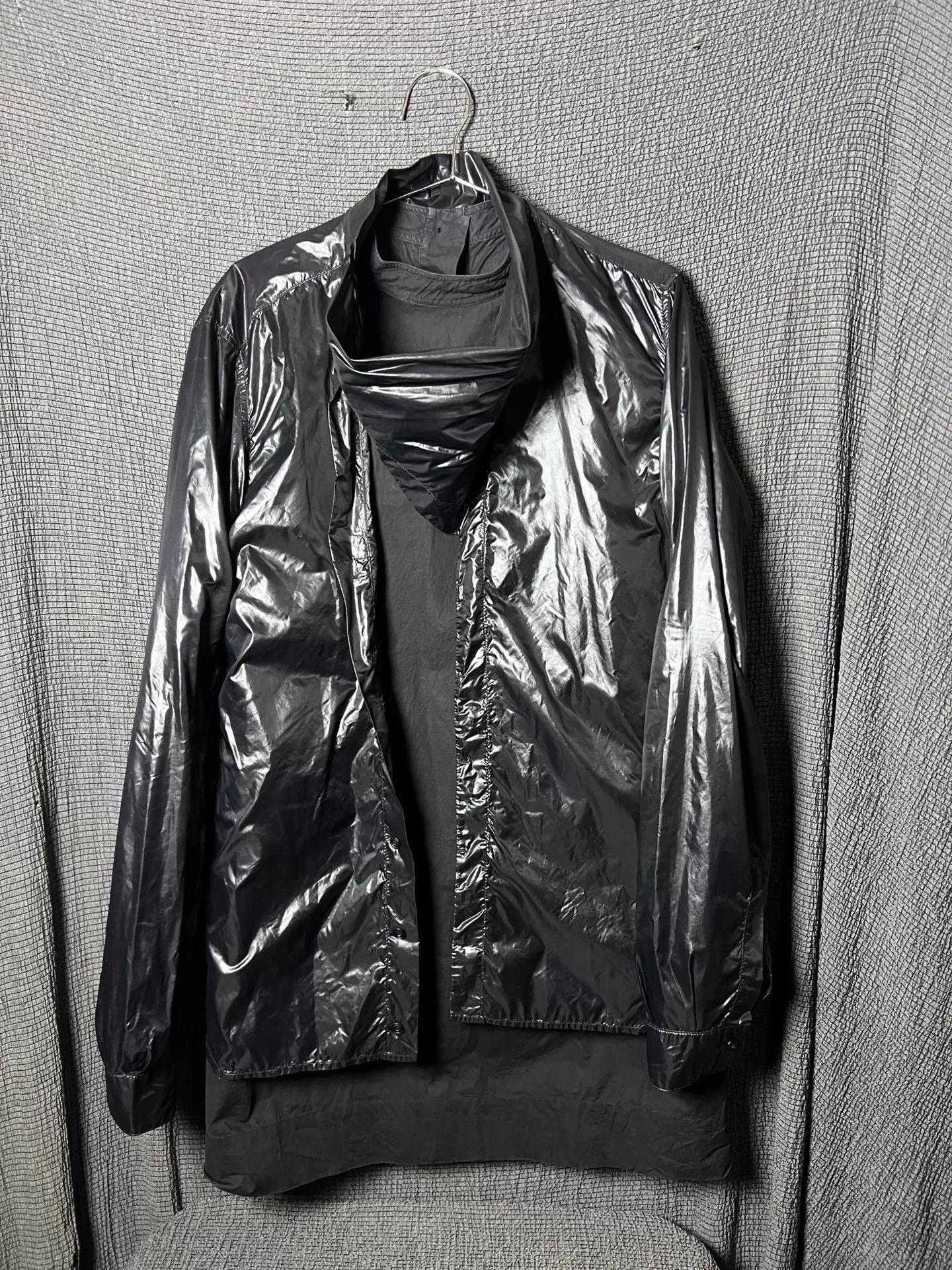 Rick Owens Shiny Black Long-Sleeve Button-Up Shirt Size US M / EU 48-50 / 2 - 4 Thumbnail
