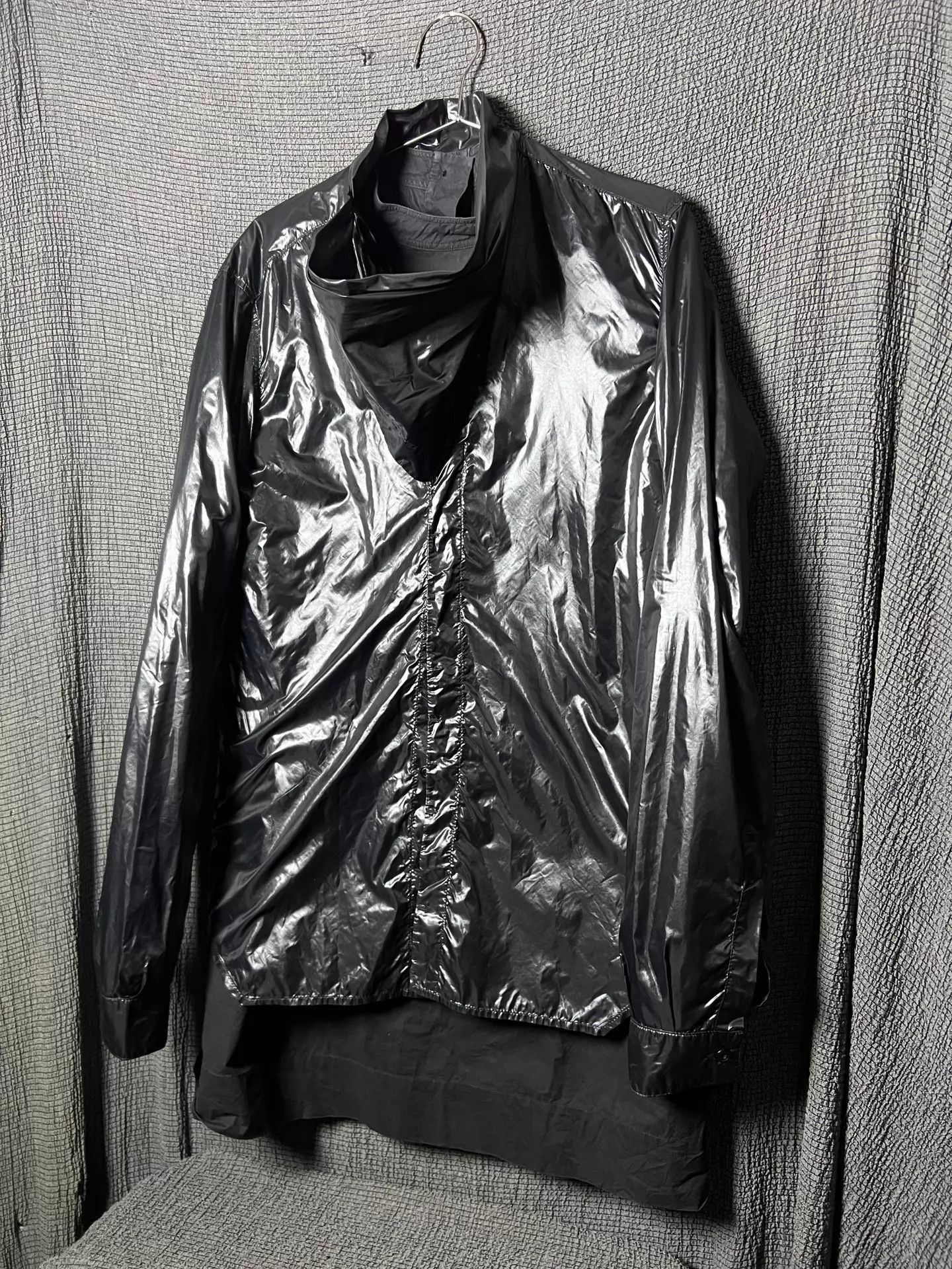 Rick Owens Shiny Black Long-Sleeve Button-Up Shirt Size US M / EU 48-50 / 2 - 3 Thumbnail