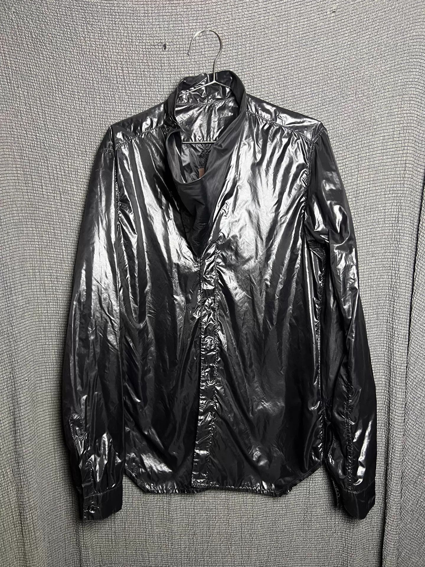 Rick Owens Shiny Black Long-Sleeve Button-Up Shirt Size US M / EU 48-50 / 2 - 5 Thumbnail