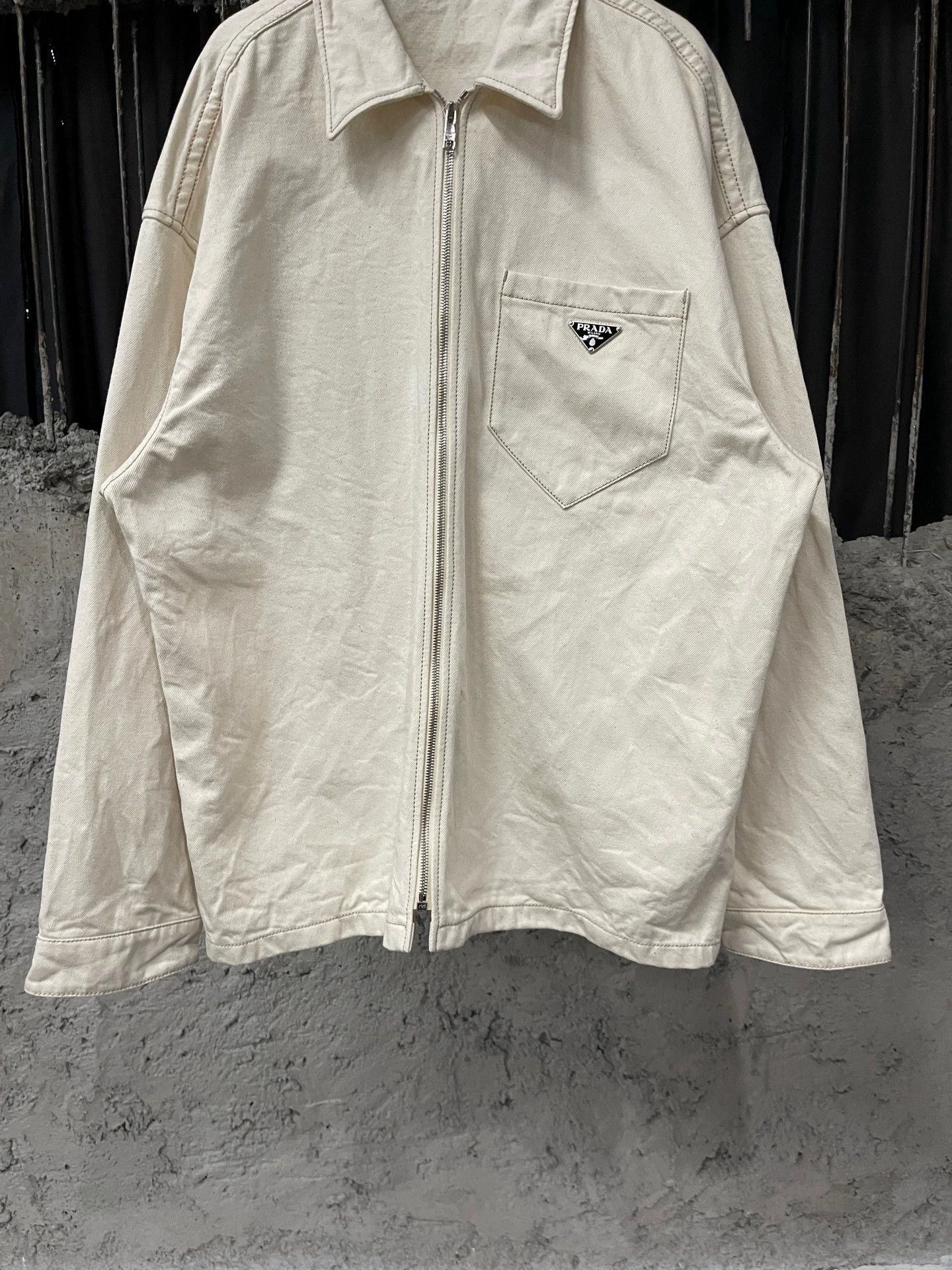 Prada White Collared Zip-Up Jacket - XL Size US XL / EU 56 / 4 - 4 Thumbnail