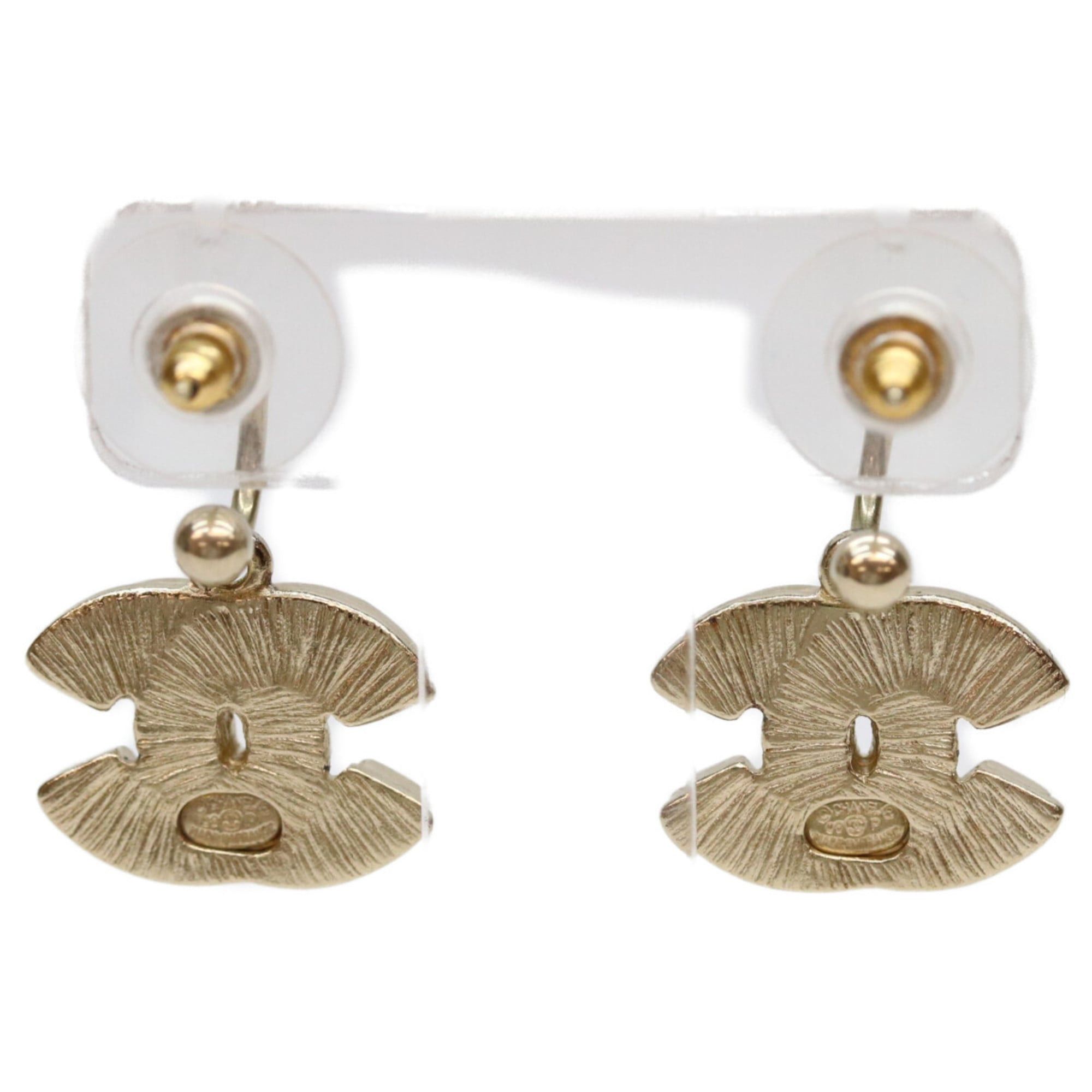 Chanel CHANEL 08P Gold and Red Coco Mark Hoop Earrings, Red, Women's Size ONE SIZE - 3 Thumbnail