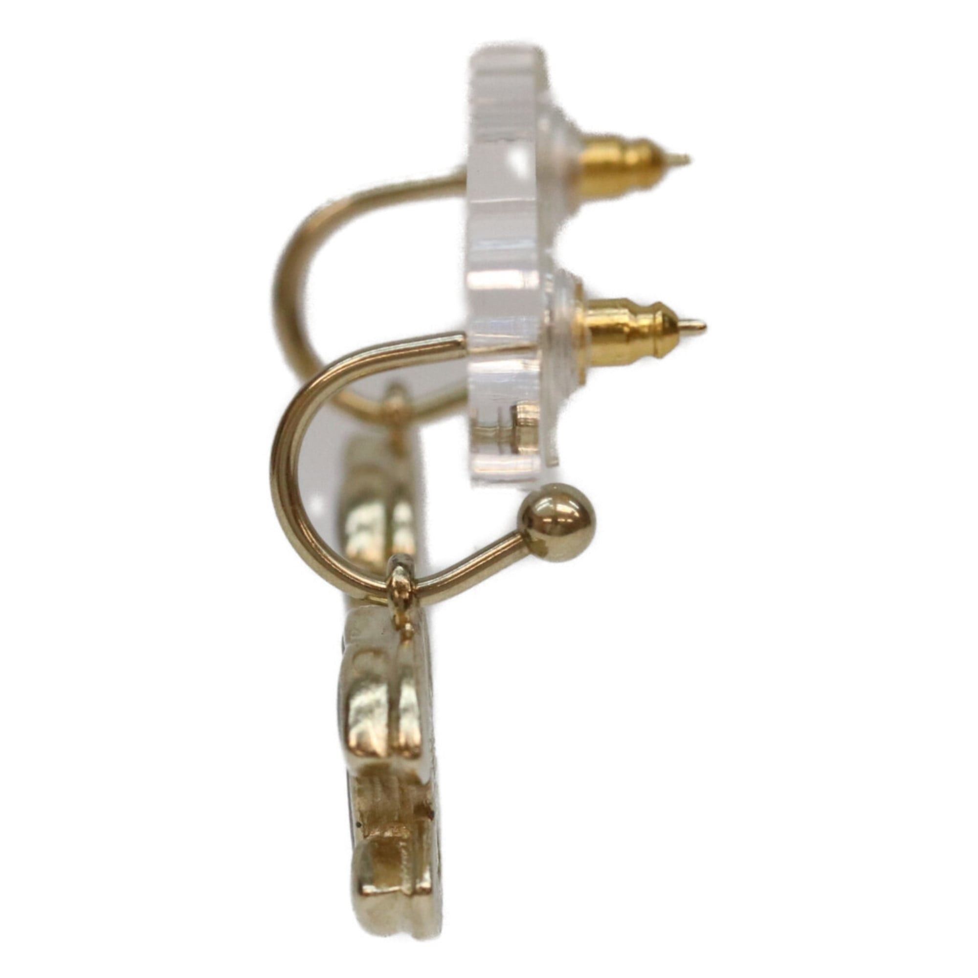 Chanel CHANEL 08P Gold and Red Coco Mark Hoop Earrings, Red, Women's Size ONE SIZE - 2 Thumbnail