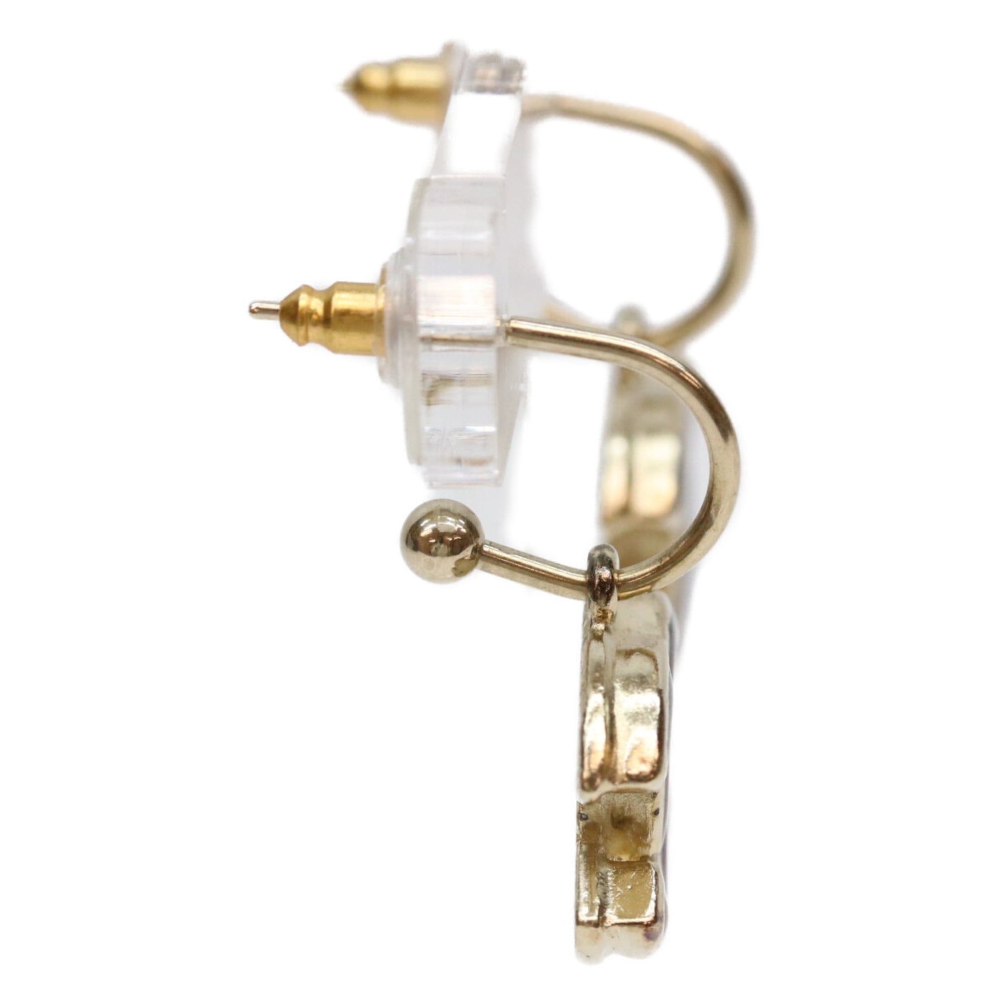 Chanel CHANEL 08P Gold and Red Coco Mark Hoop Earrings, Red, Women's Size ONE SIZE - 4 Thumbnail