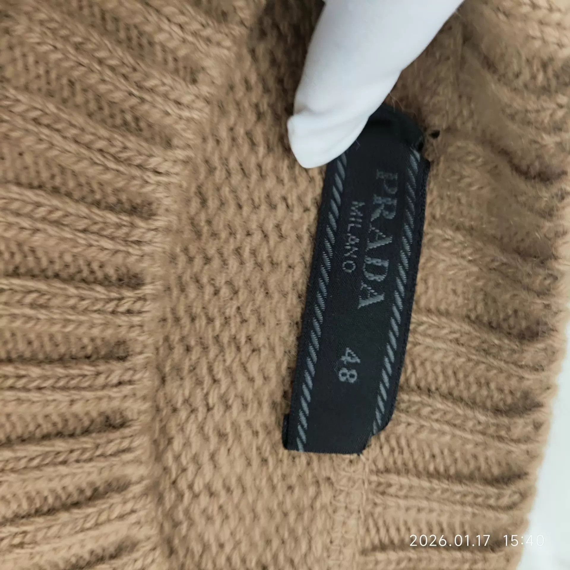 Prada Beige Crewneck Sweater with Logo Design Size US M / EU 48-50 / 2 - 2 Thumbnail