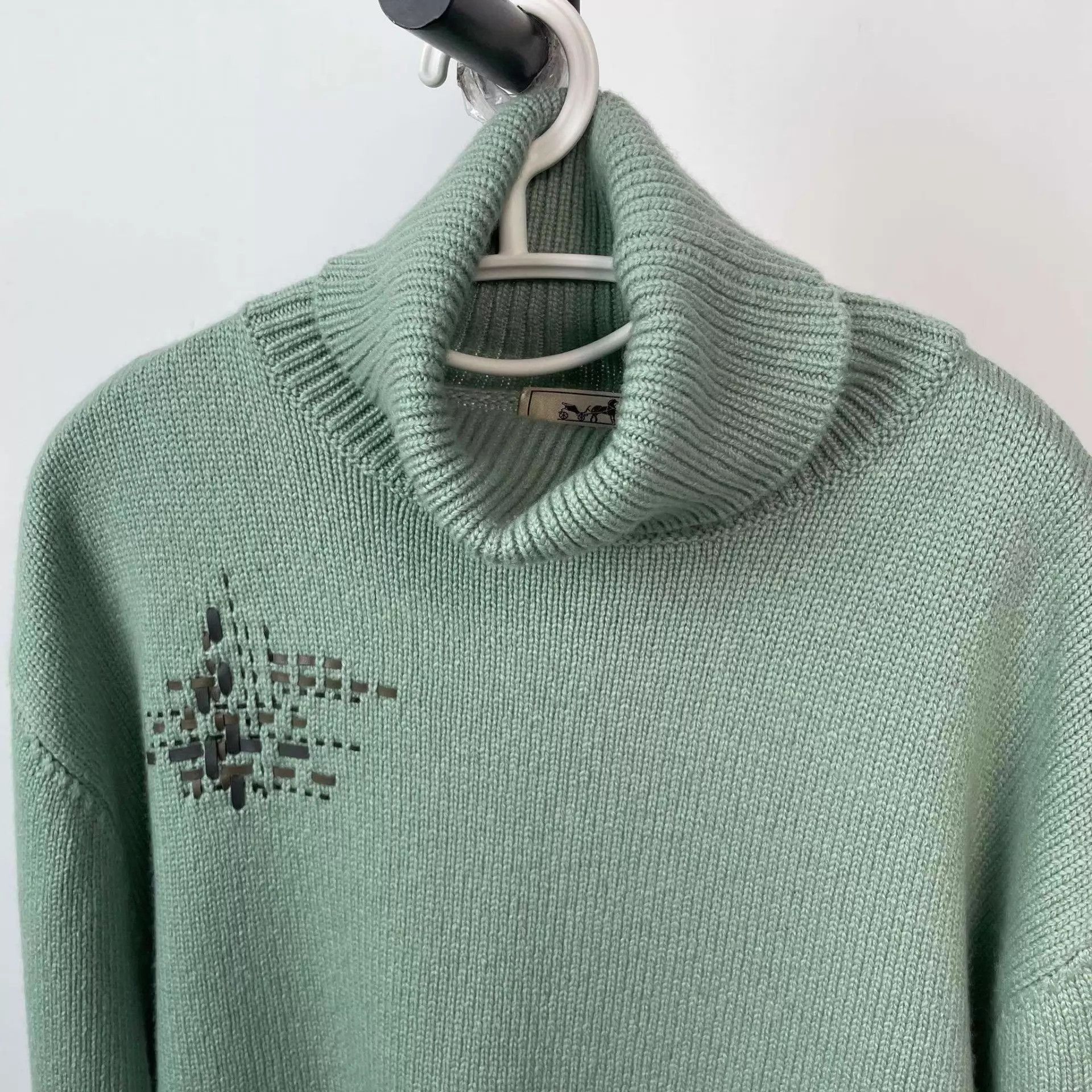 Hermes Green Turtleneck Sweater with Pattern - Size M Size US M / EU 48-50 / 2 - 7 Thumbnail