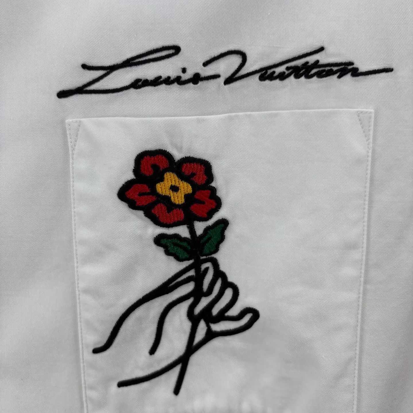 Louis Vuitton White Short-Sleeve Shirt with Floral Embroidery Size US M / EU 48-50 / 2 - 4 Thumbnail