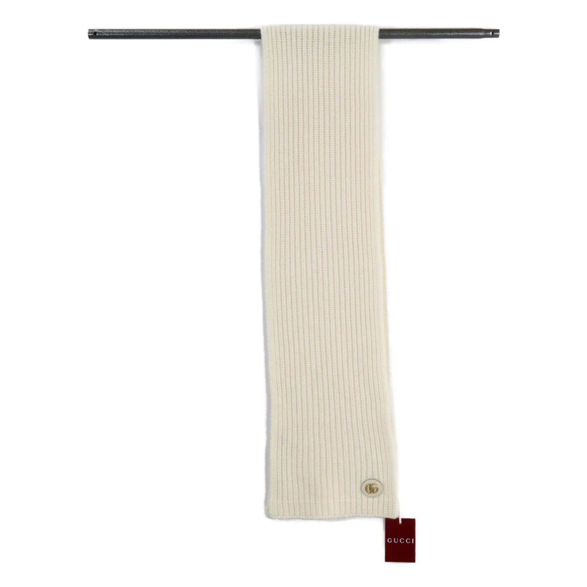 Gucci GUCCI 773426 3GB02 9200 Double G Wool Cashmere Scarf, 25x180cm, Ivory, Women's Size ONE SIZE - 3 Thumbnail