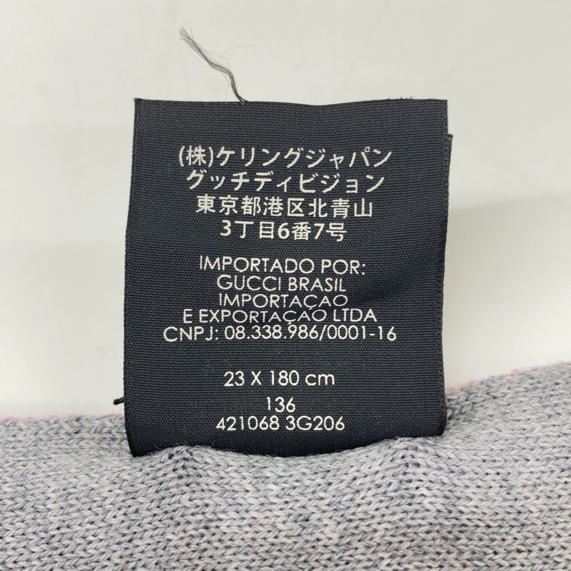 Gucci GUCCI 421068 Gray and Pink Wool GG Scarf, Gray, Women's Size ONE SIZE - 4 Thumbnail