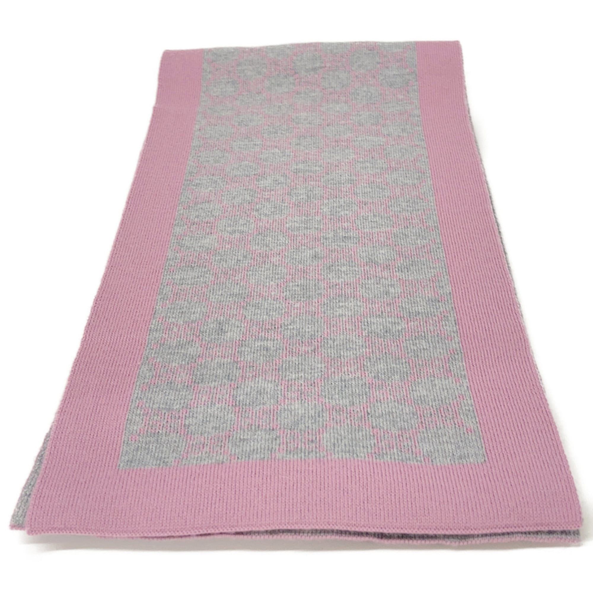 Gucci GUCCI 421068 Gray and Pink Wool GG Scarf, Gray, Women's Size ONE SIZE - 2 Thumbnail