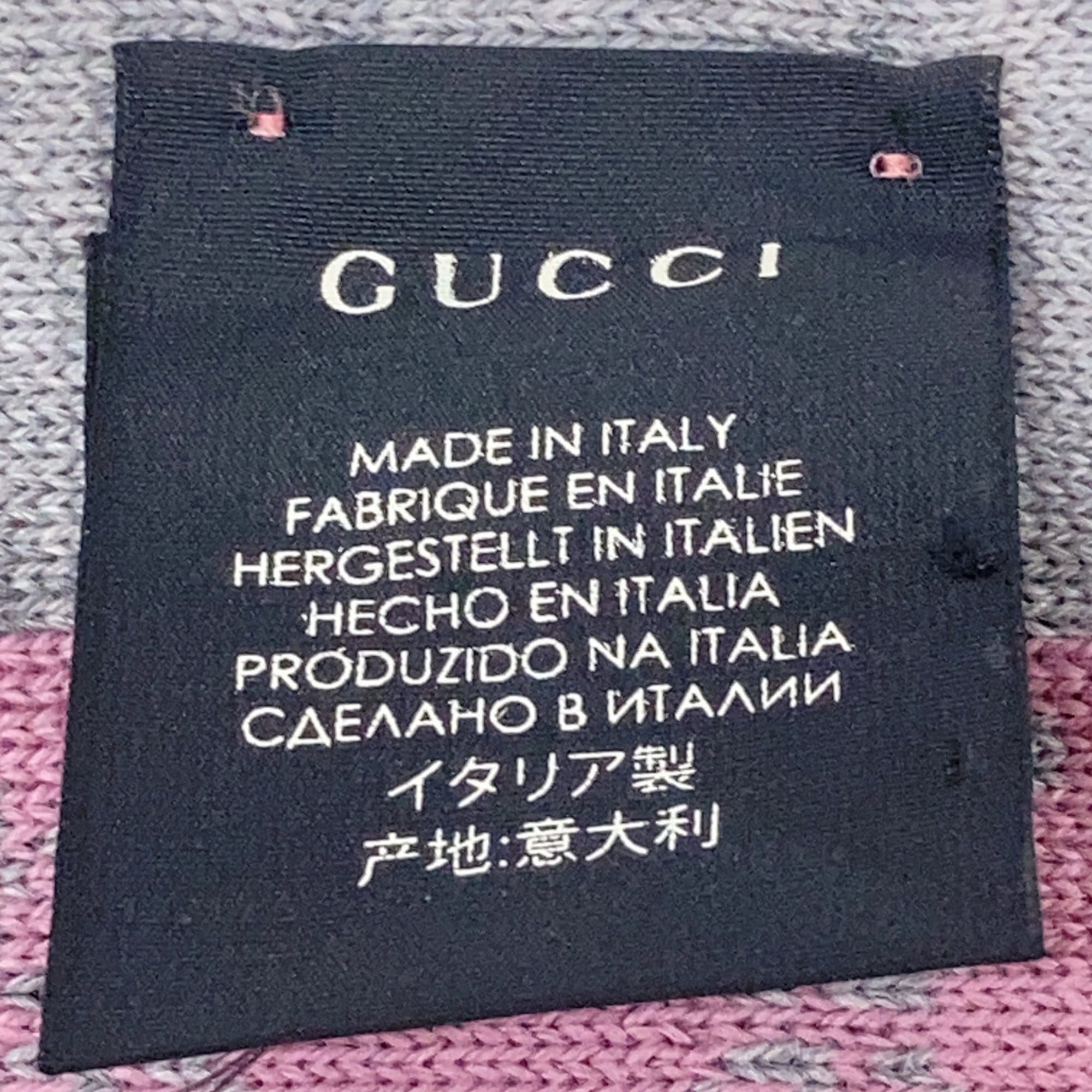 Gucci GUCCI 421068 Gray and Pink Wool GG Scarf, Gray, Women's Size ONE SIZE - 5 Thumbnail