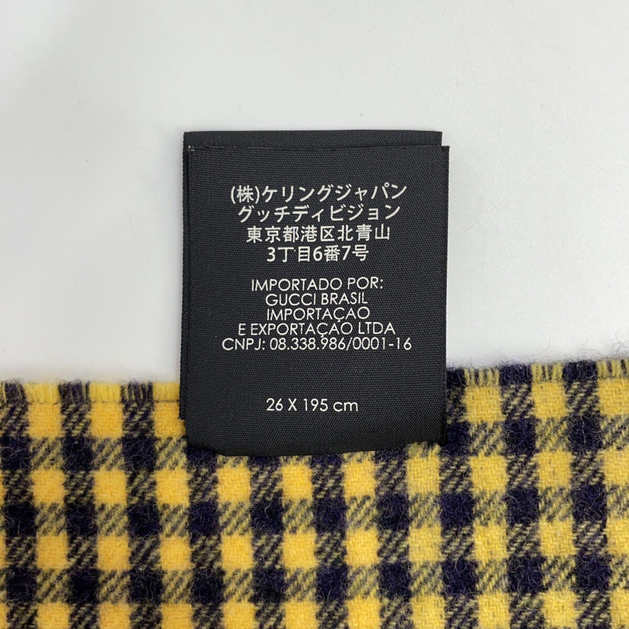 Gucci GUCCI 494045 Check Wolf Embroidered Fringe Scarf Yellow Women's Size ONE SIZE - 5 Thumbnail