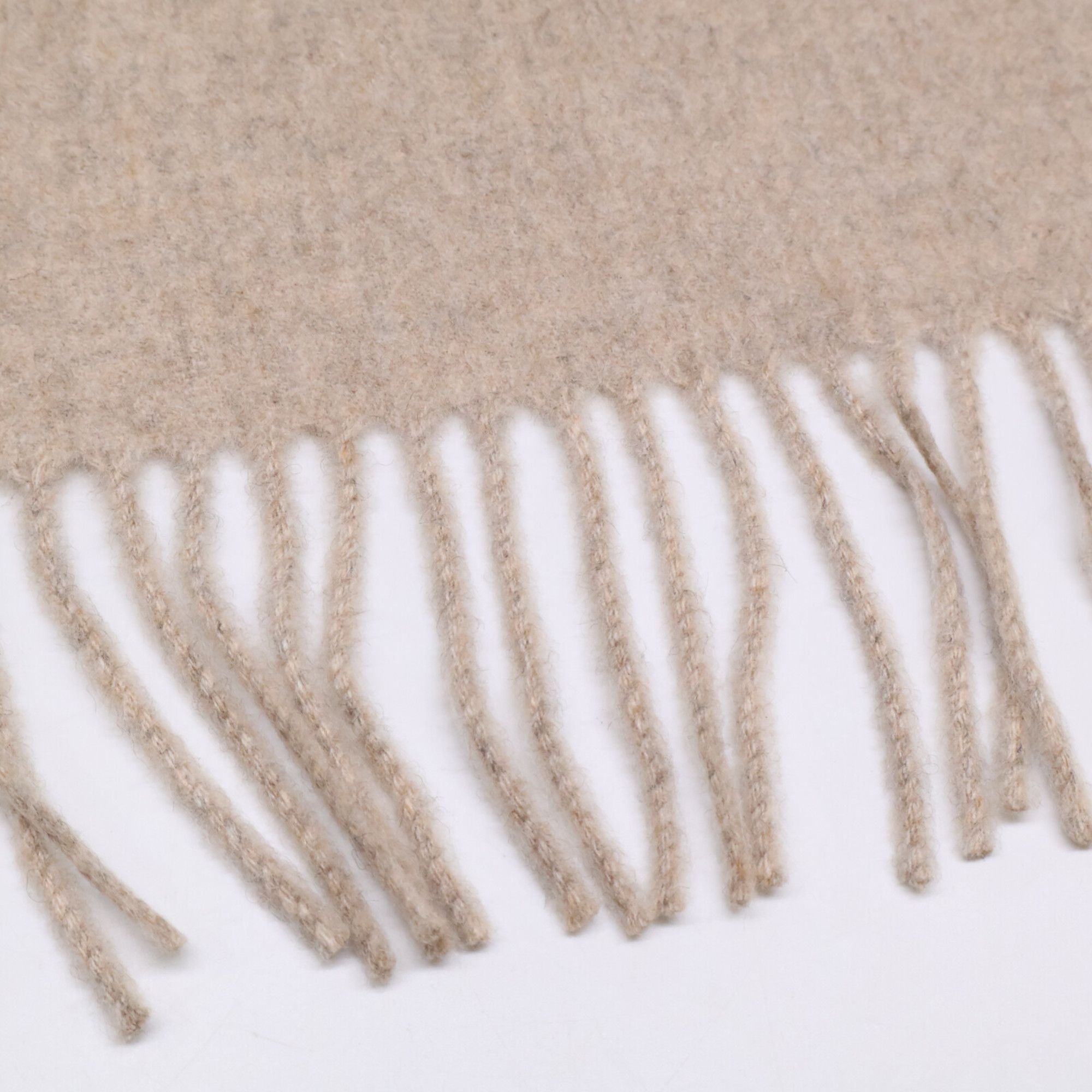Hermes HERMES Logo Embroidered Cashmere Fringe Scarf Beige Women's Size ONE SIZE - 6 Thumbnail