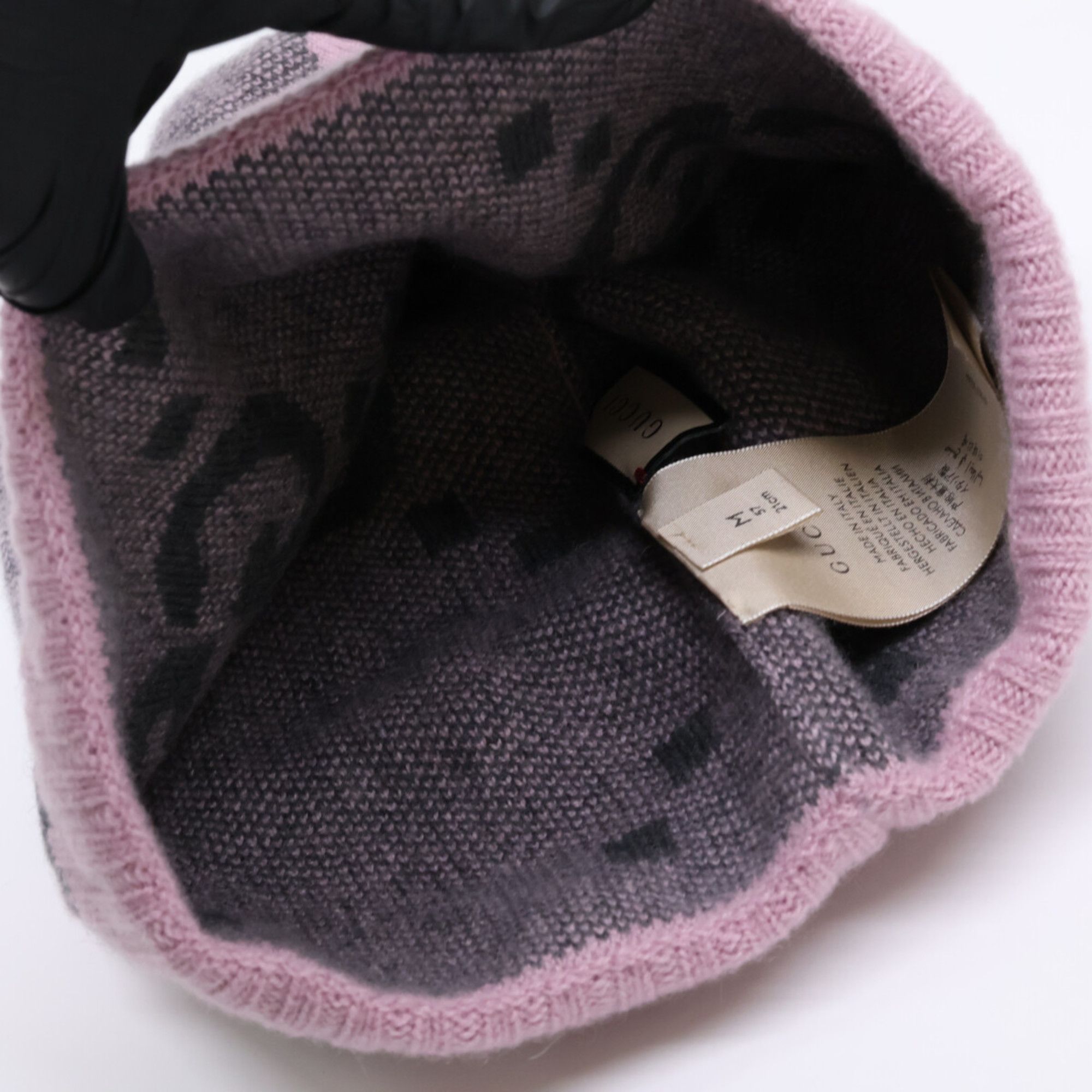 Gucci GUCCI 676827 3G344 GG Logo Cashmere Knit Hat, Size M (57cm, 21cm), Pink Graphite, Women's Size ONE SIZE - 3 Thumbnail