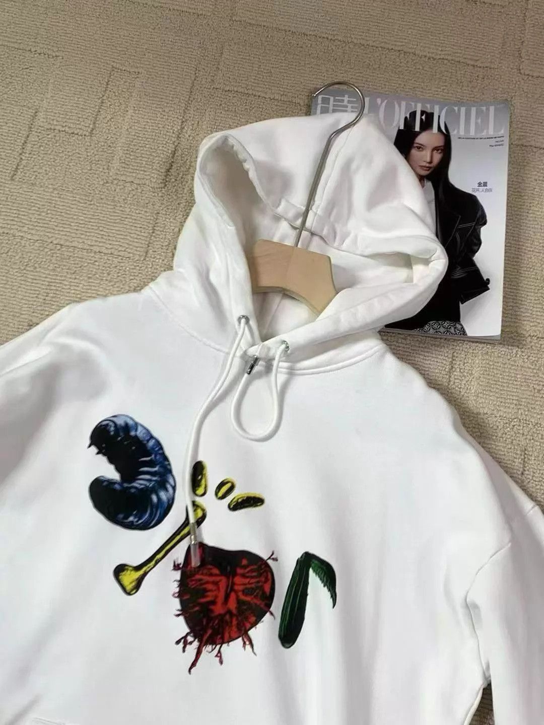 Dior White Graphic Print Hoodie with Drawstring (XS) Size US XS / EU 42 / 0 - 2 Thumbnail