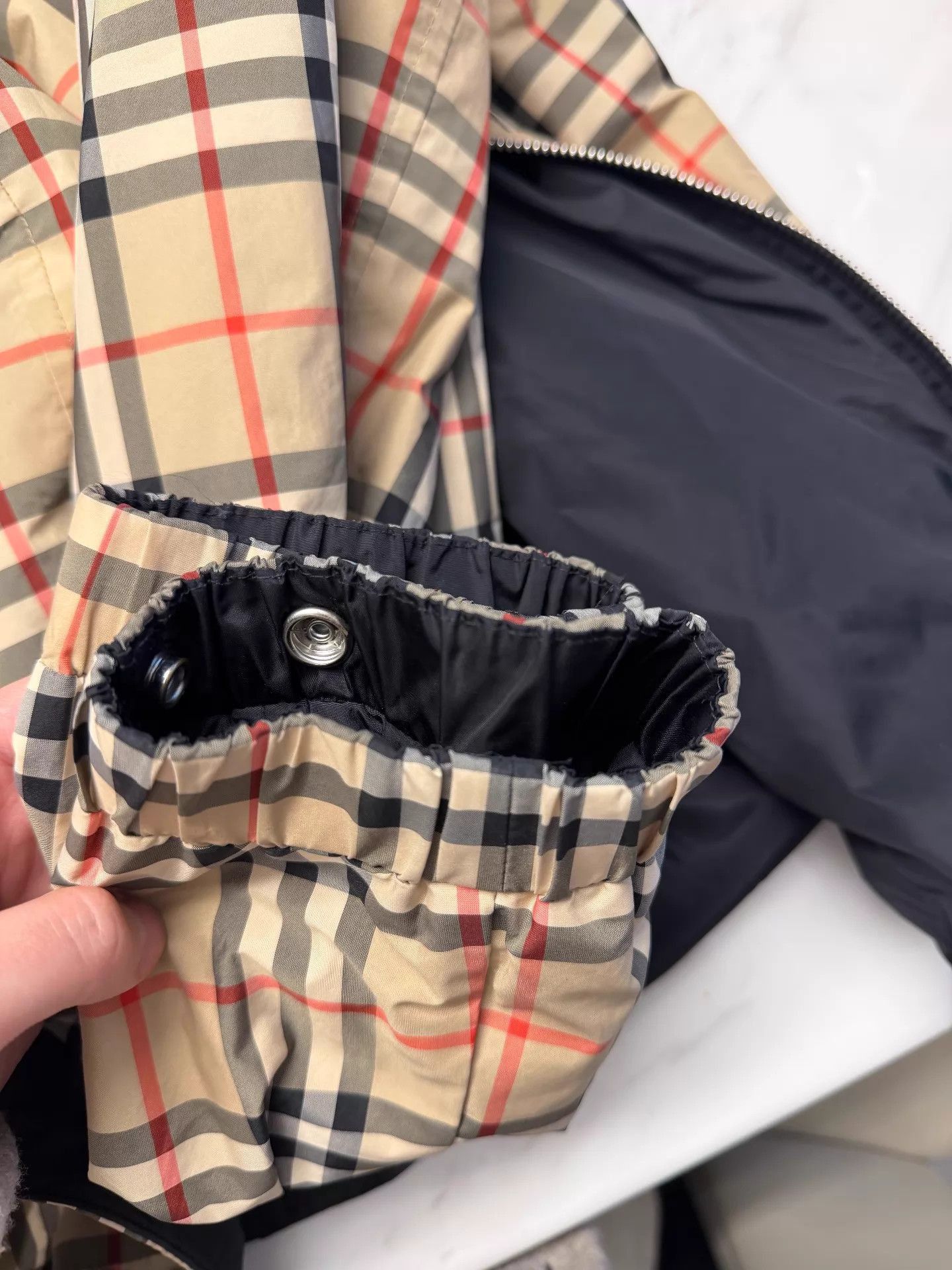 Burberry Black Hooded Light Jacket with Plaid Lining - XL Size US XL / EU 56 / 4 - 6 Thumbnail