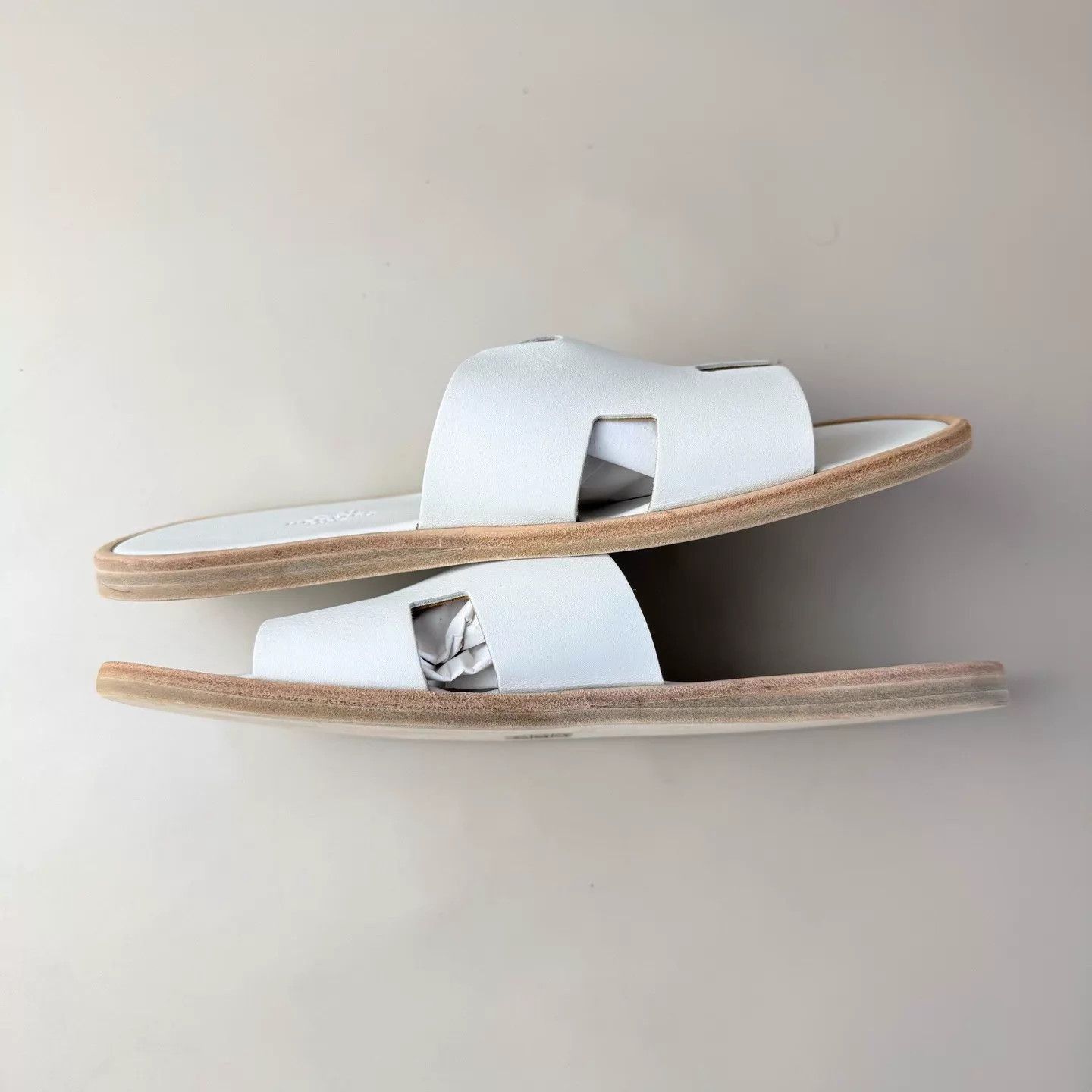 Hermes White Open-Toe Slides Size 8 Size US 8 / EU 41 - 6 Thumbnail