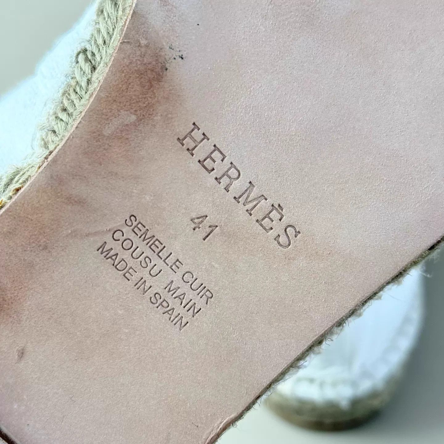 Hermes White Canvas Slip-On Espadrille Shoes Size US 8 / EU 41 - 4 Thumbnail