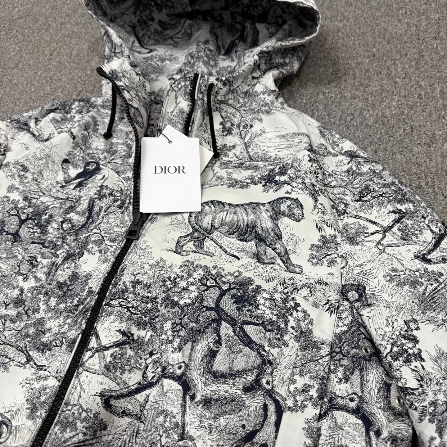 Dior Gray Animal Print Hooded Jacket - XS Size US XS / EU 42 / 0 - 3 Thumbnail