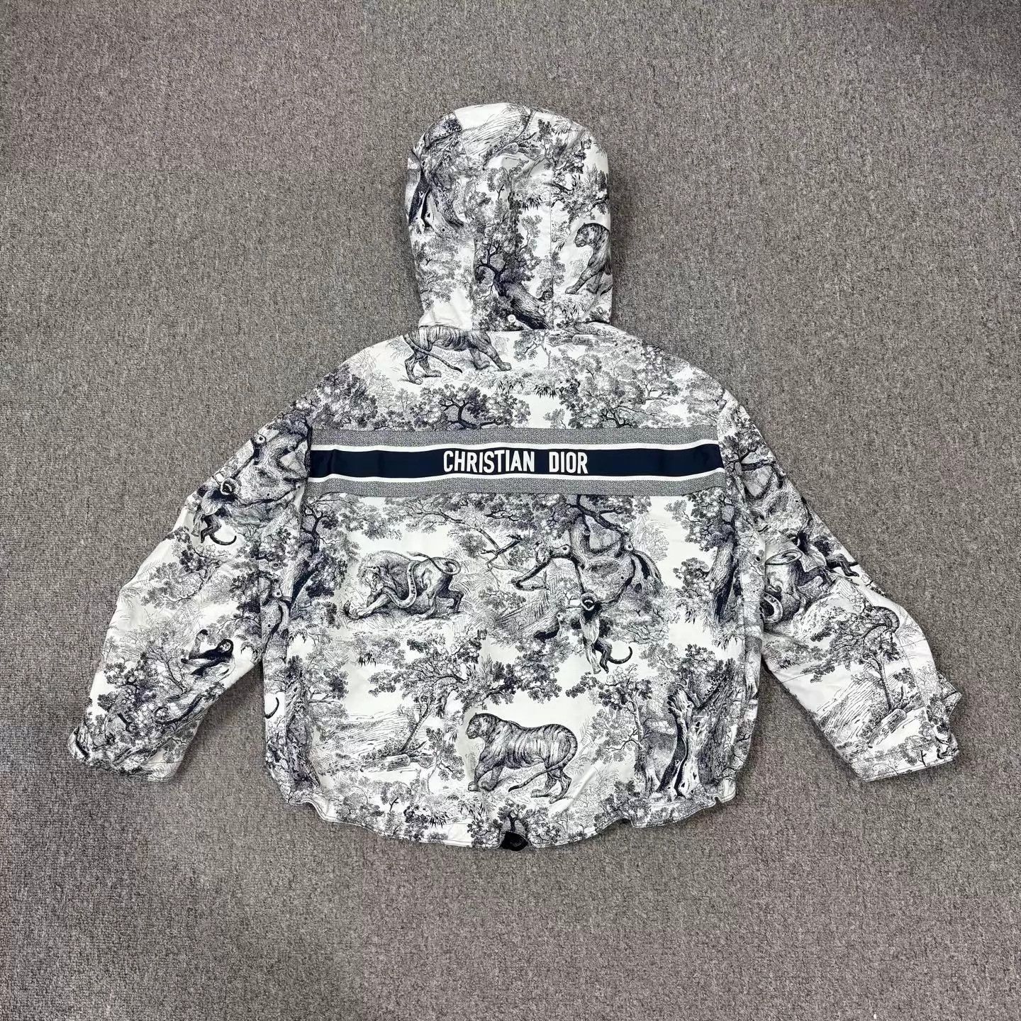 Dior Gray Animal Print Hooded Jacket - XS Size US XS / EU 42 / 0 - 2 Thumbnail