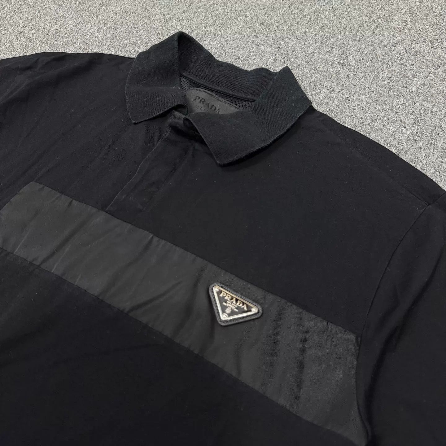 Prada Black Short-Sleeve Polo with Contrast Panel Size US S / EU 44-46 / 1 - 3 Thumbnail