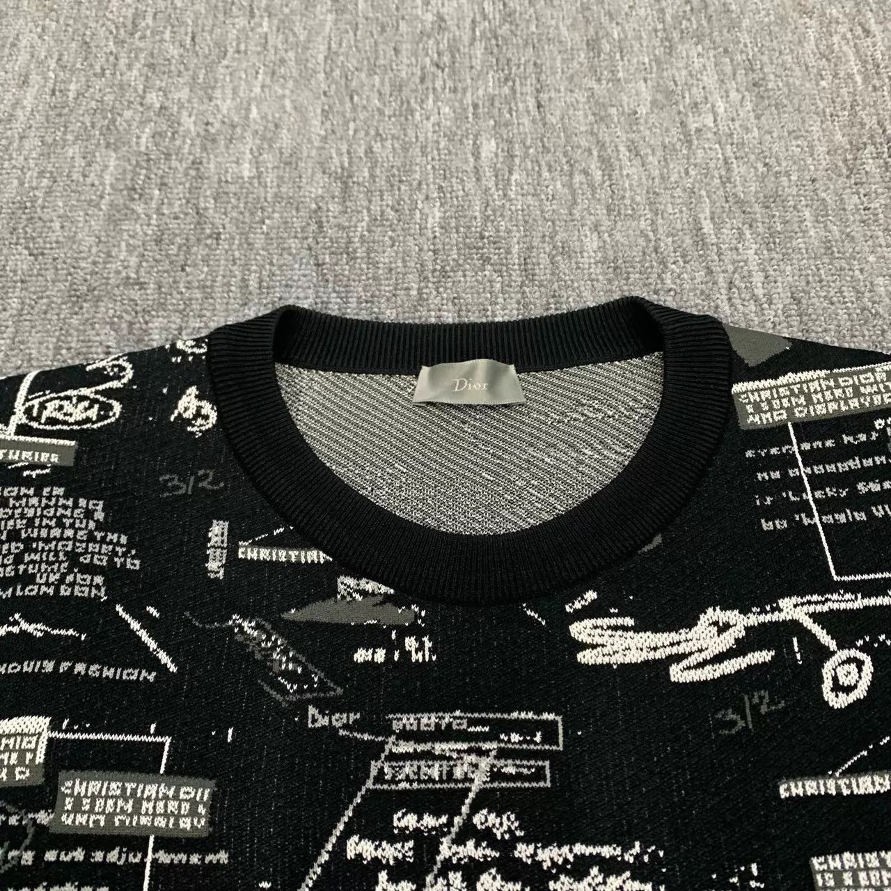 Dior Black Printed Long Sleeve Sweater Size US L / EU 52-54 / 3 - 7 Thumbnail