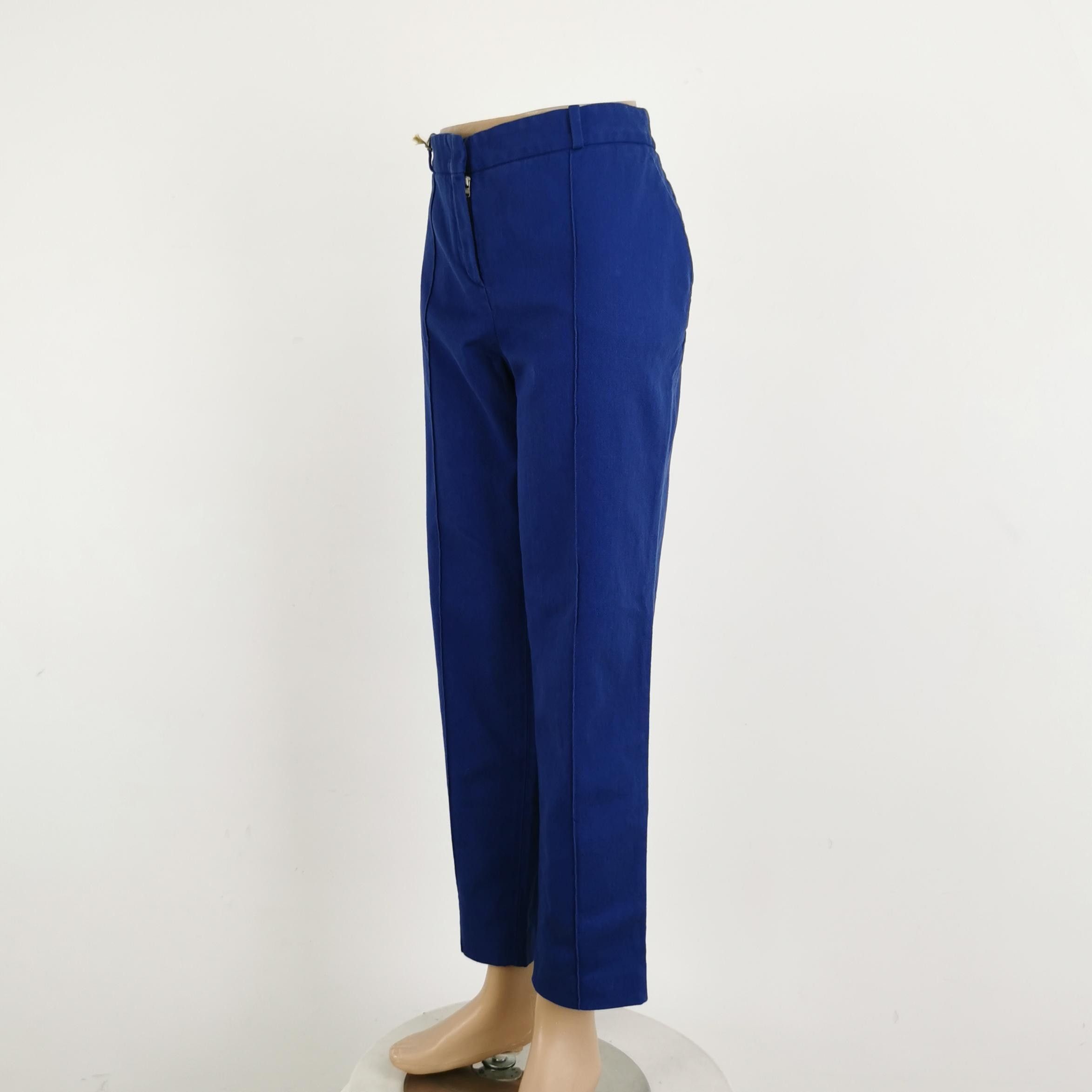 Loro Piana Loro Piana Blue Cotton-Linen Straight-Leg Pants M Size US 36 / EU 52 - 4 Thumbnail