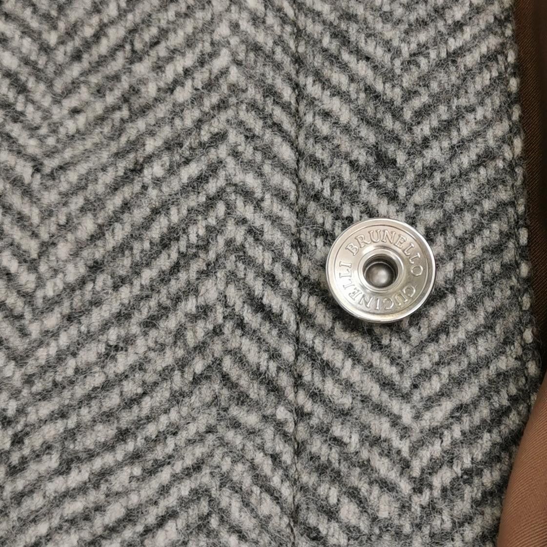Brunello Cucinelli Brunello Cucinelli M Gray Herringbone Jacket Size US XS / EU 42 / 0 - 5 Thumbnail