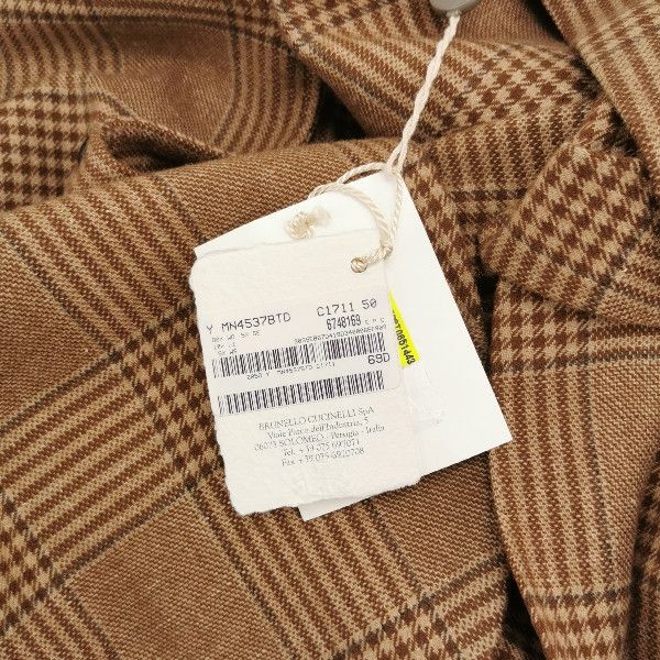 Brunello Cucinelli Brunello Cucinelli Plaid Wool-Silk Blend V-Neck Jacket M Size US M / EU 48-50 / 2 - 10 Thumbnail