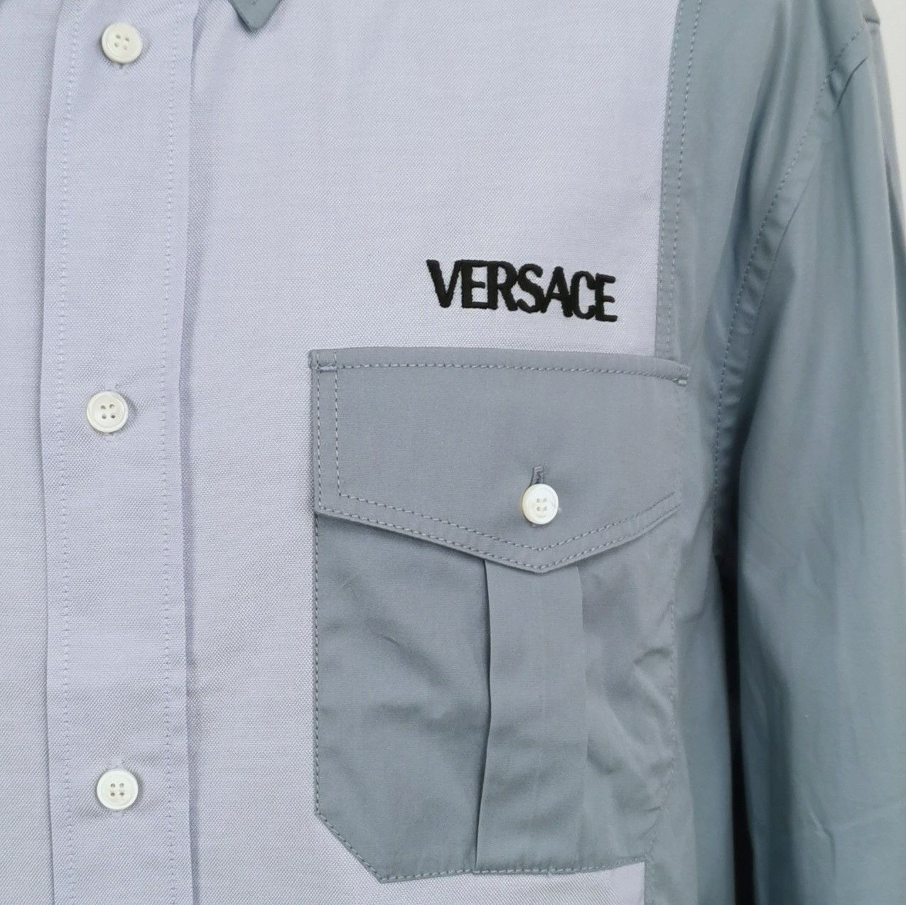 Versace Versace Colorblock Logo Cotton Shirt L/40 Size US L / EU 52-54 / 3 - 6 Thumbnail