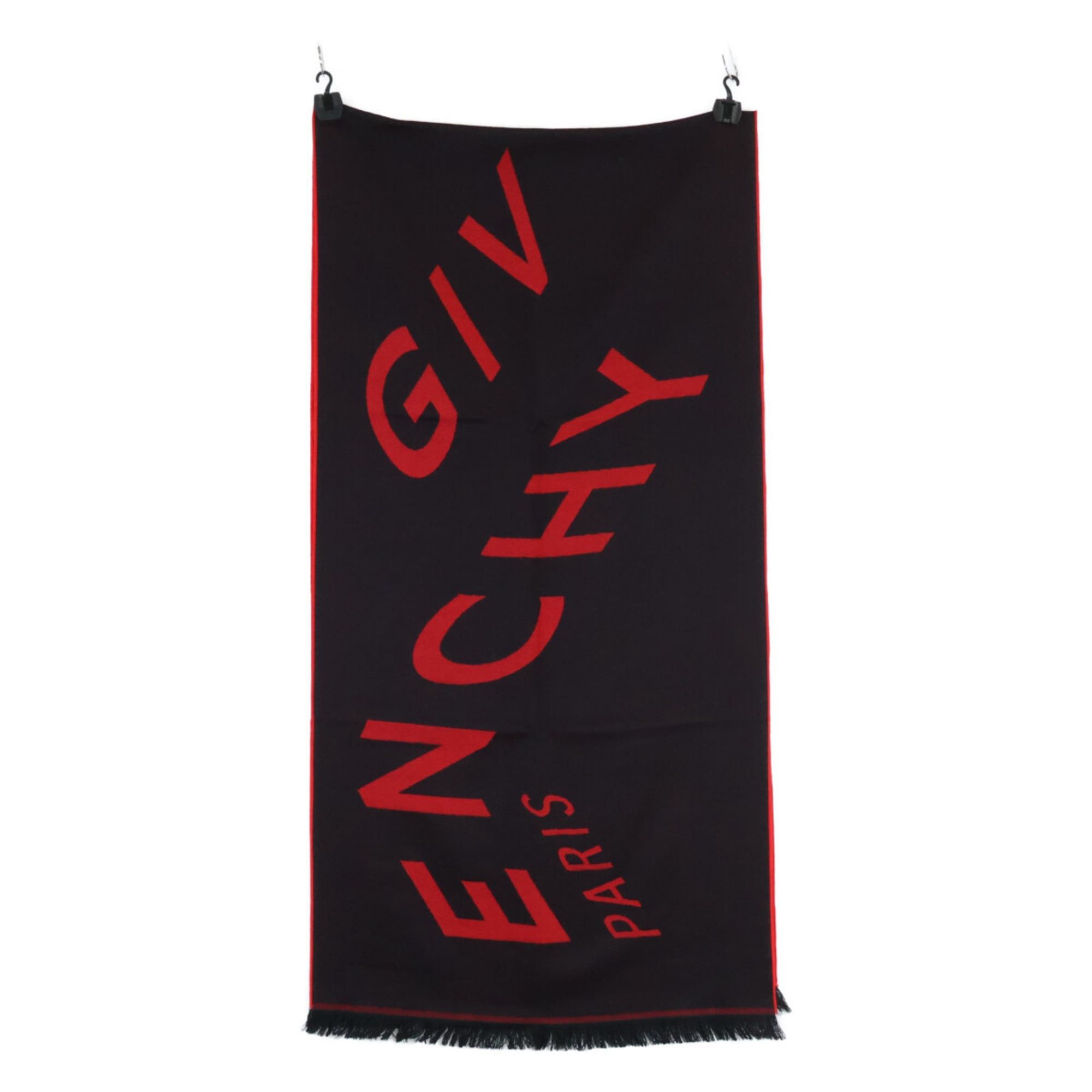 Givenchy GIVENCHY GV4518 J4183 Wool Logo Large Stole Black Red Women's Size ONE SIZE - 2 Thumbnail