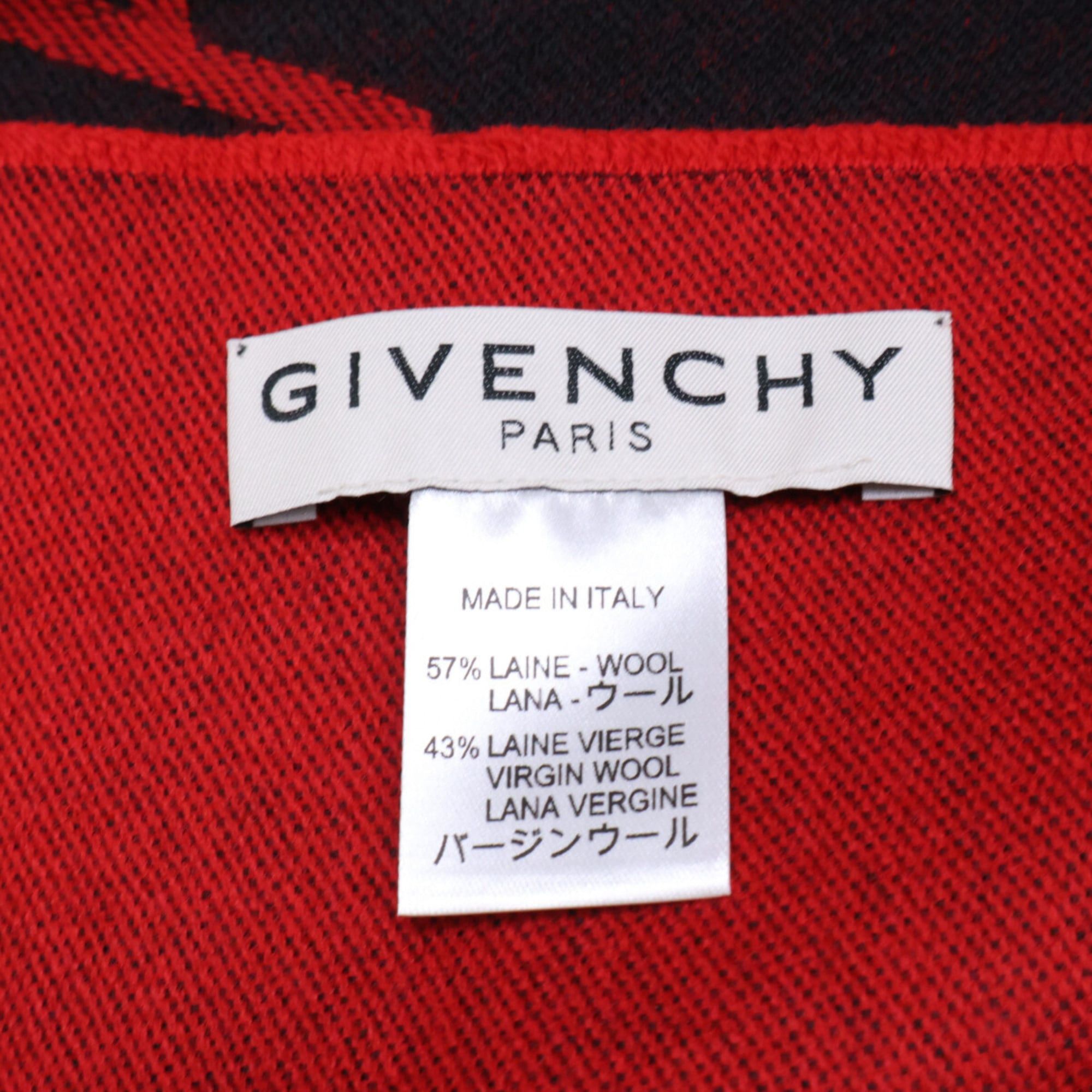 Givenchy GIVENCHY GV4518 J4183 Wool Logo Large Stole Black Red Women's Size ONE SIZE - 4 Thumbnail