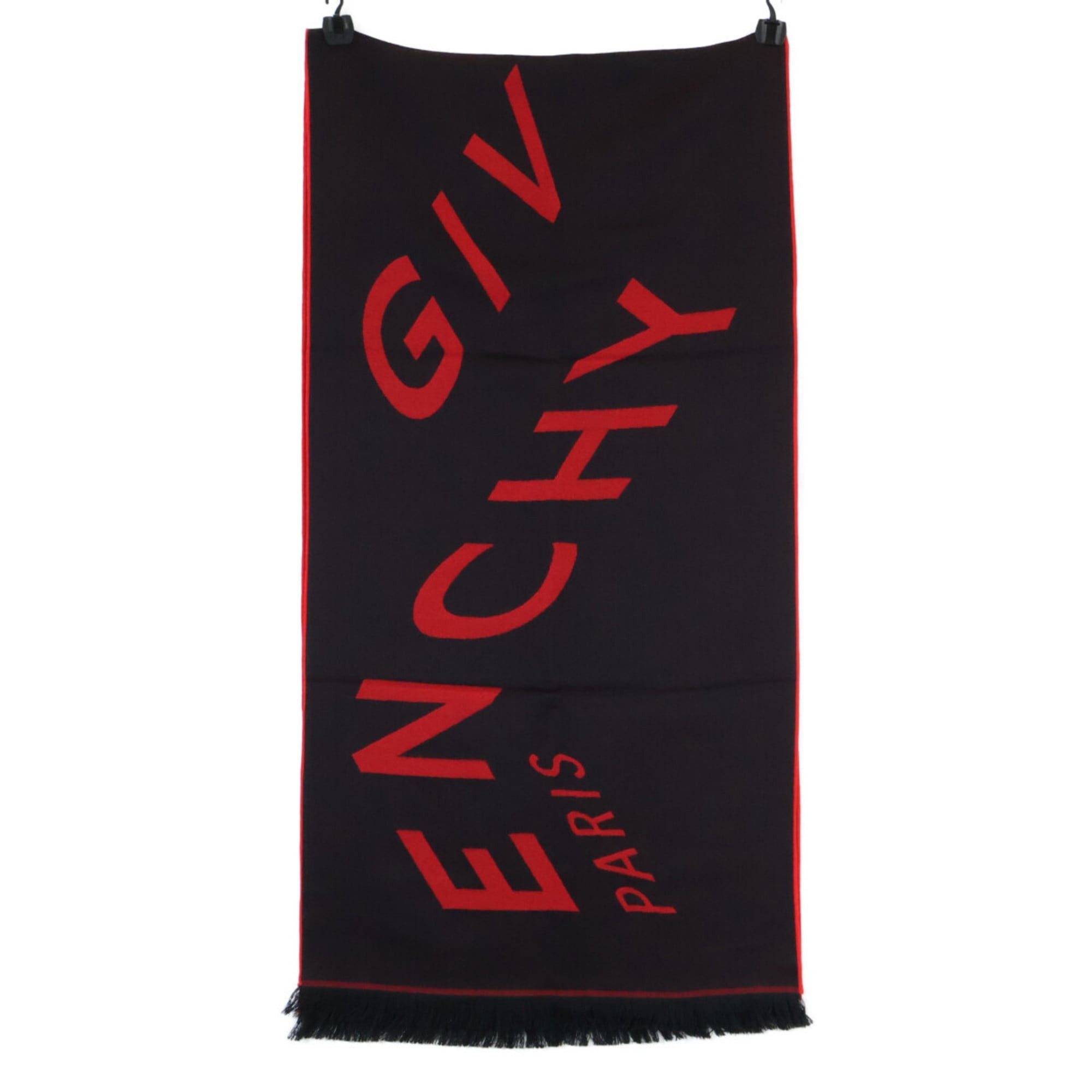 Givenchy GIVENCHY GV4518 J4183 Wool Logo Large Stole Black Red Women's Size ONE SIZE - 3 Thumbnail