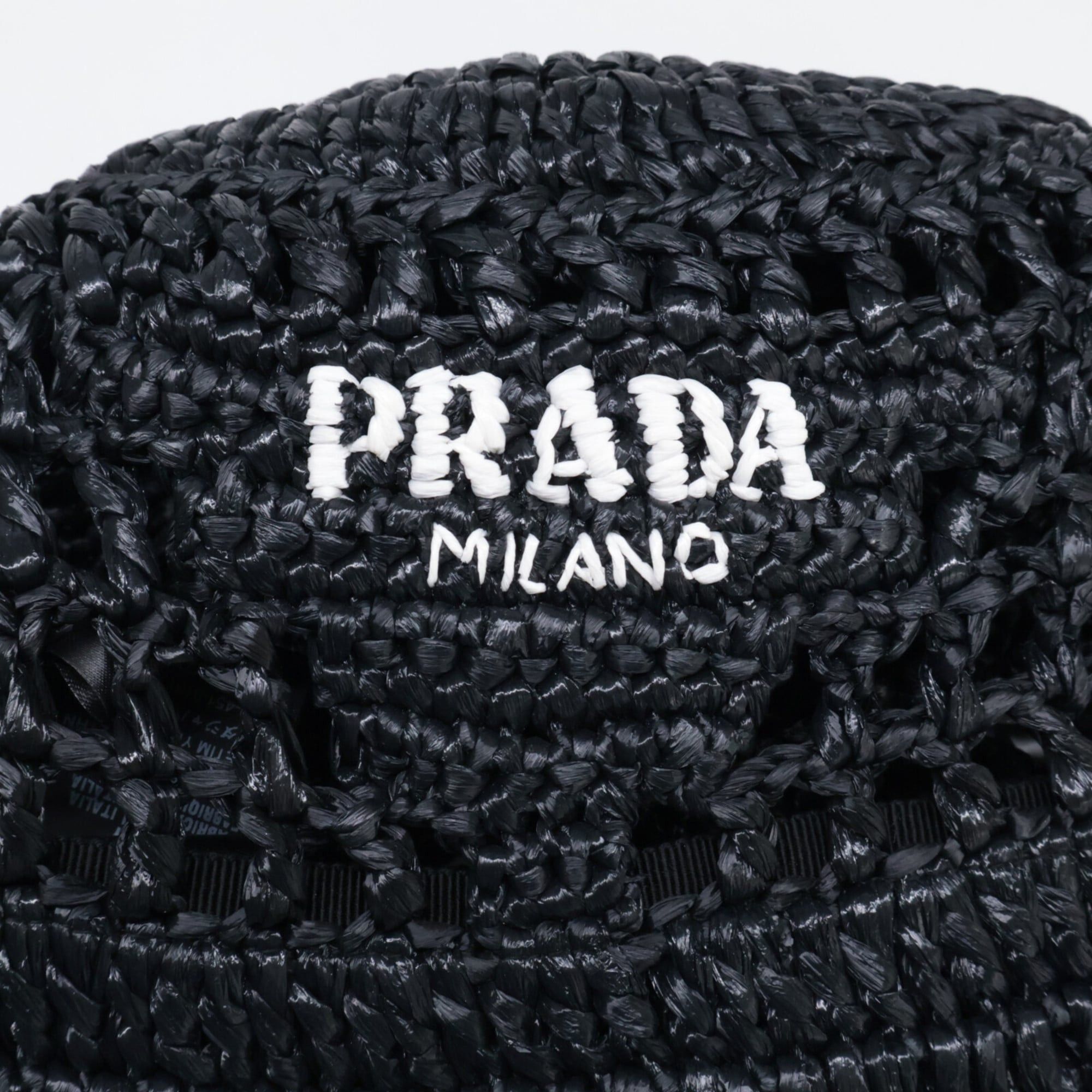 Prada PRADA 1HC137 2A2T Woven Fabric Bucket Hat, Size M, Black, Women's Size ONE SIZE - 6 Thumbnail