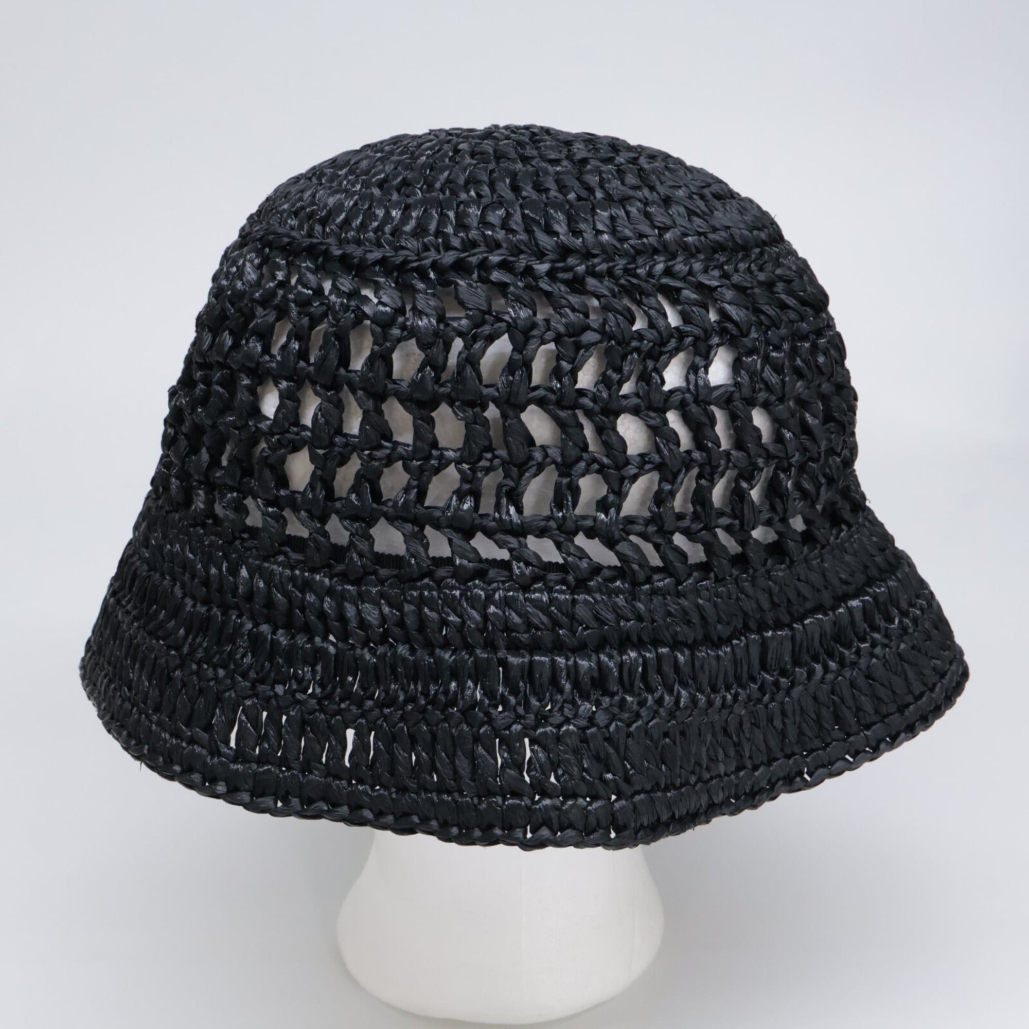 Prada PRADA 1HC137 2A2T Woven Fabric Bucket Hat, Size M, Black, Women's Size ONE SIZE - 3 Thumbnail