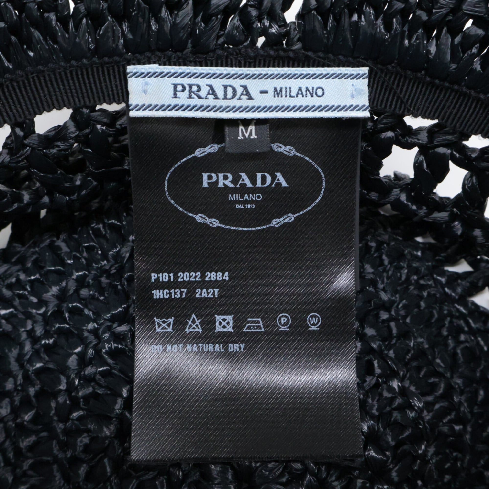 Prada PRADA 1HC137 2A2T Woven Fabric Bucket Hat, Size M, Black, Women's Size ONE SIZE - 7 Thumbnail