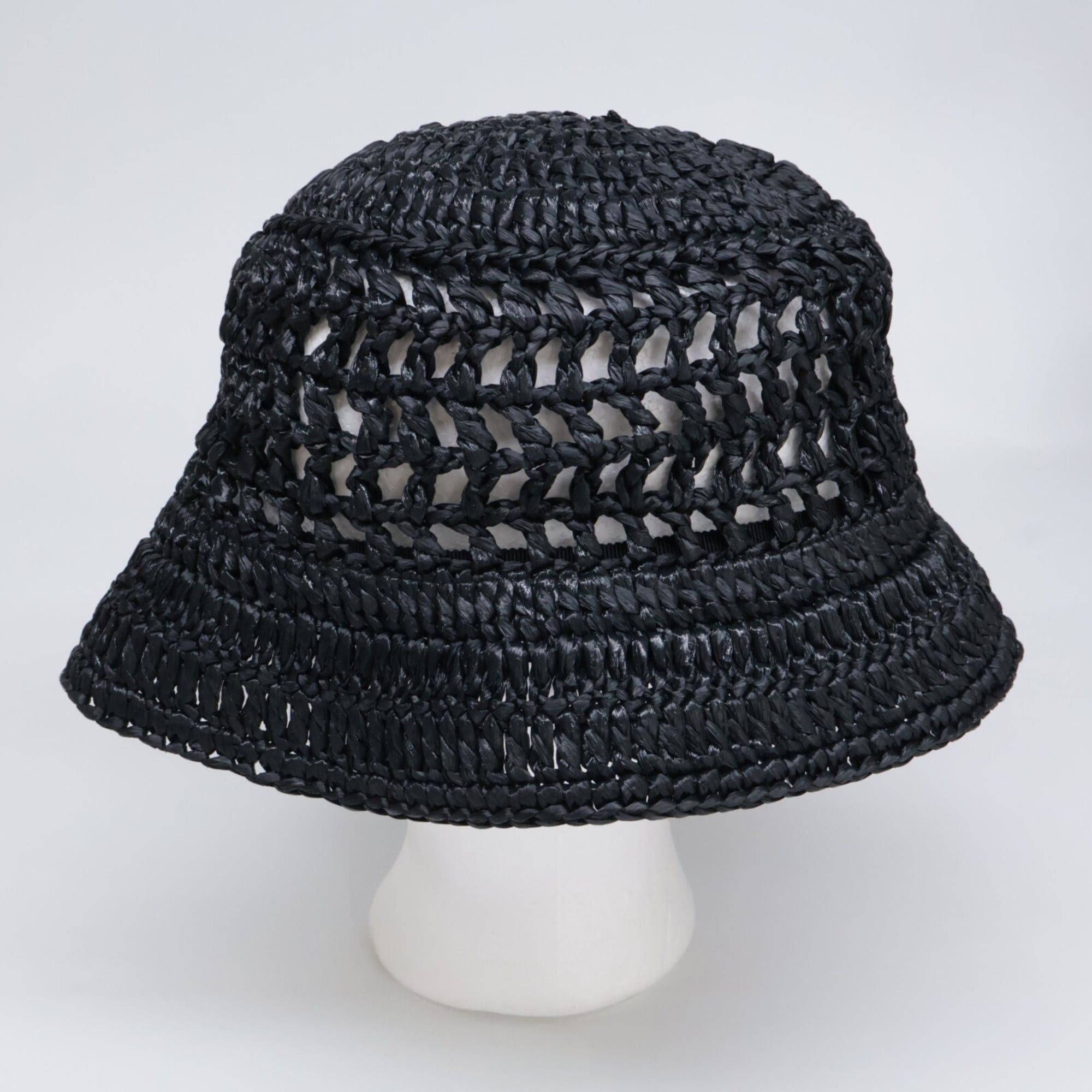 Prada PRADA 1HC137 2A2T Woven Fabric Bucket Hat, Size M, Black, Women's Size ONE SIZE - 2 Thumbnail