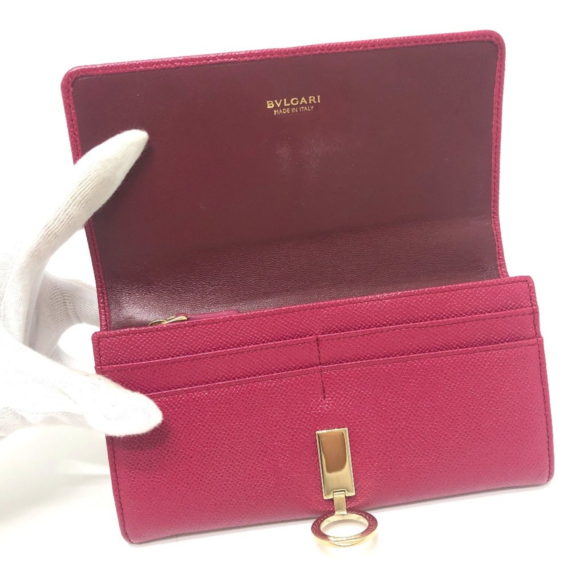 Bvlgari BVLGARI 283546 Logo Clip Bifold Flap Long Wallet Leather Women's Red Size ONE SIZE - 11 Thumbnail