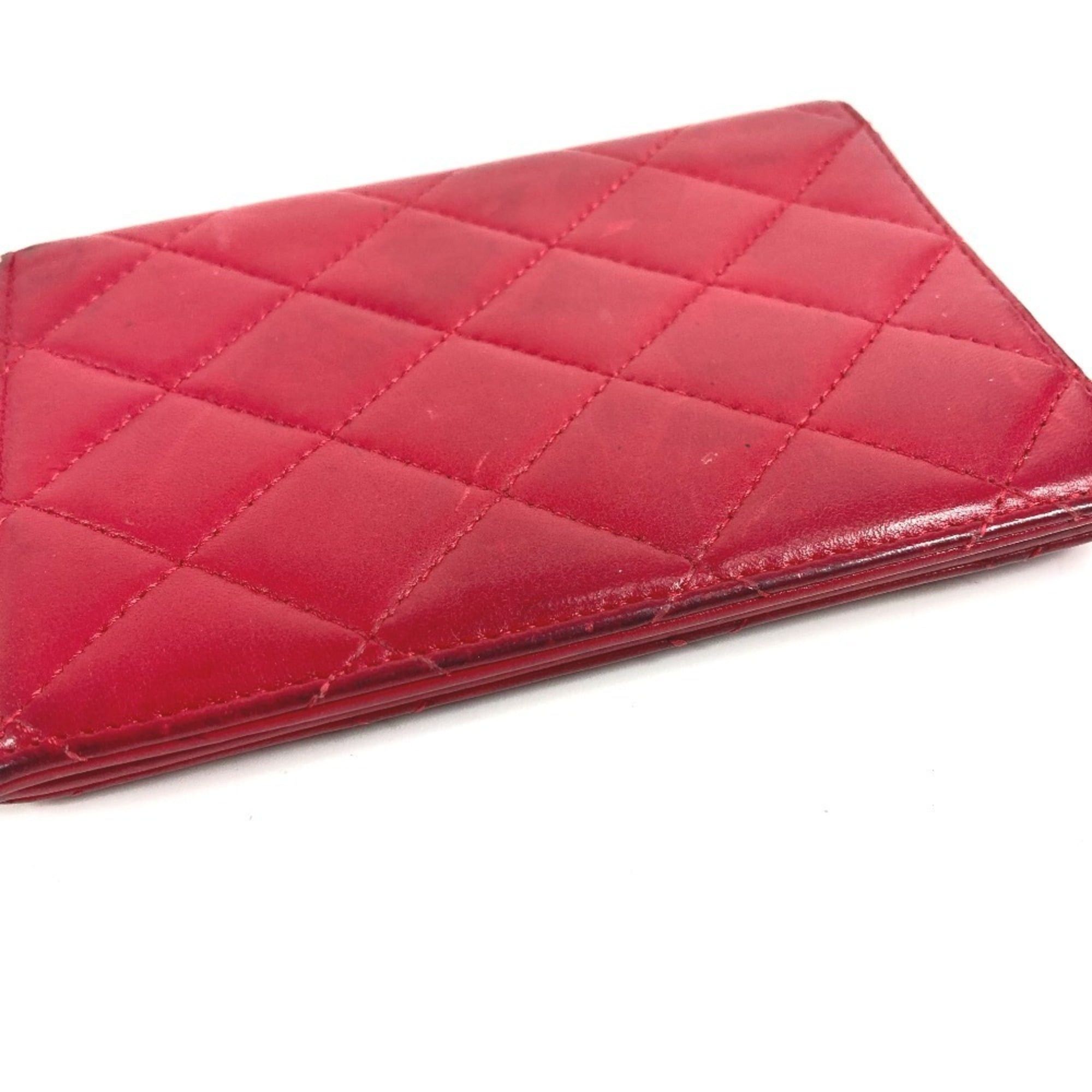 Chanel CHANEL CC Coco Mark Logo Matelasse Quilted Bifold Passport Case Cover in Lambskin for Men and Women, Red Size ONE SIZE - 5 Thumbnail