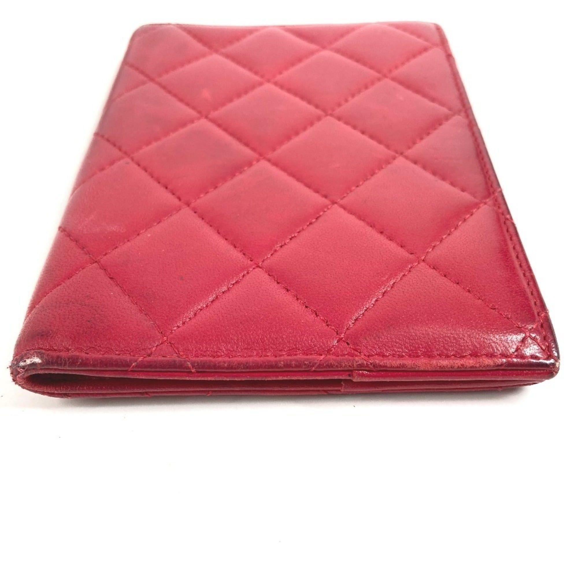 Chanel CHANEL CC Coco Mark Logo Matelasse Quilted Bifold Passport Case Cover in Lambskin for Men and Women, Red Size ONE SIZE - 9 Thumbnail