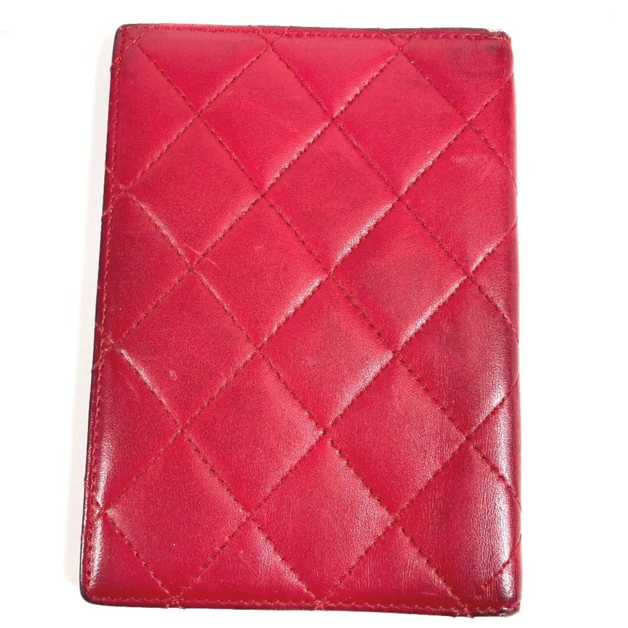 Chanel CHANEL CC Coco Mark Logo Matelasse Quilted Bifold Passport Case Cover in Lambskin for Men and Women, Red Size ONE SIZE - 2 Thumbnail