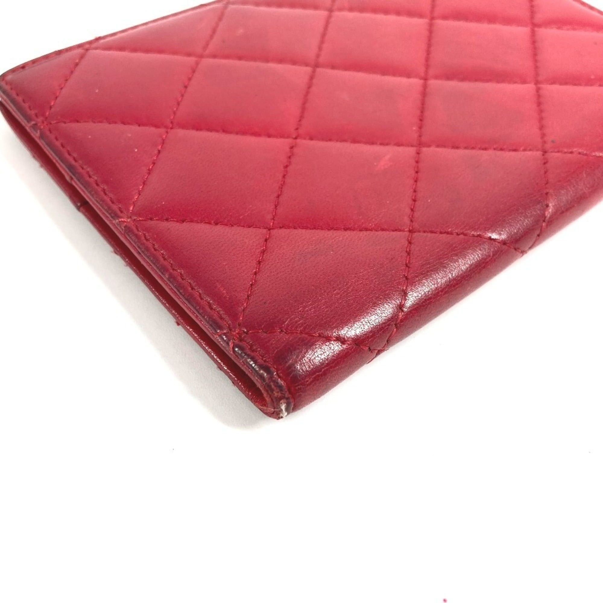 Chanel CHANEL CC Coco Mark Logo Matelasse Quilted Bifold Passport Case Cover in Lambskin for Men and Women, Red Size ONE SIZE - 7 Thumbnail