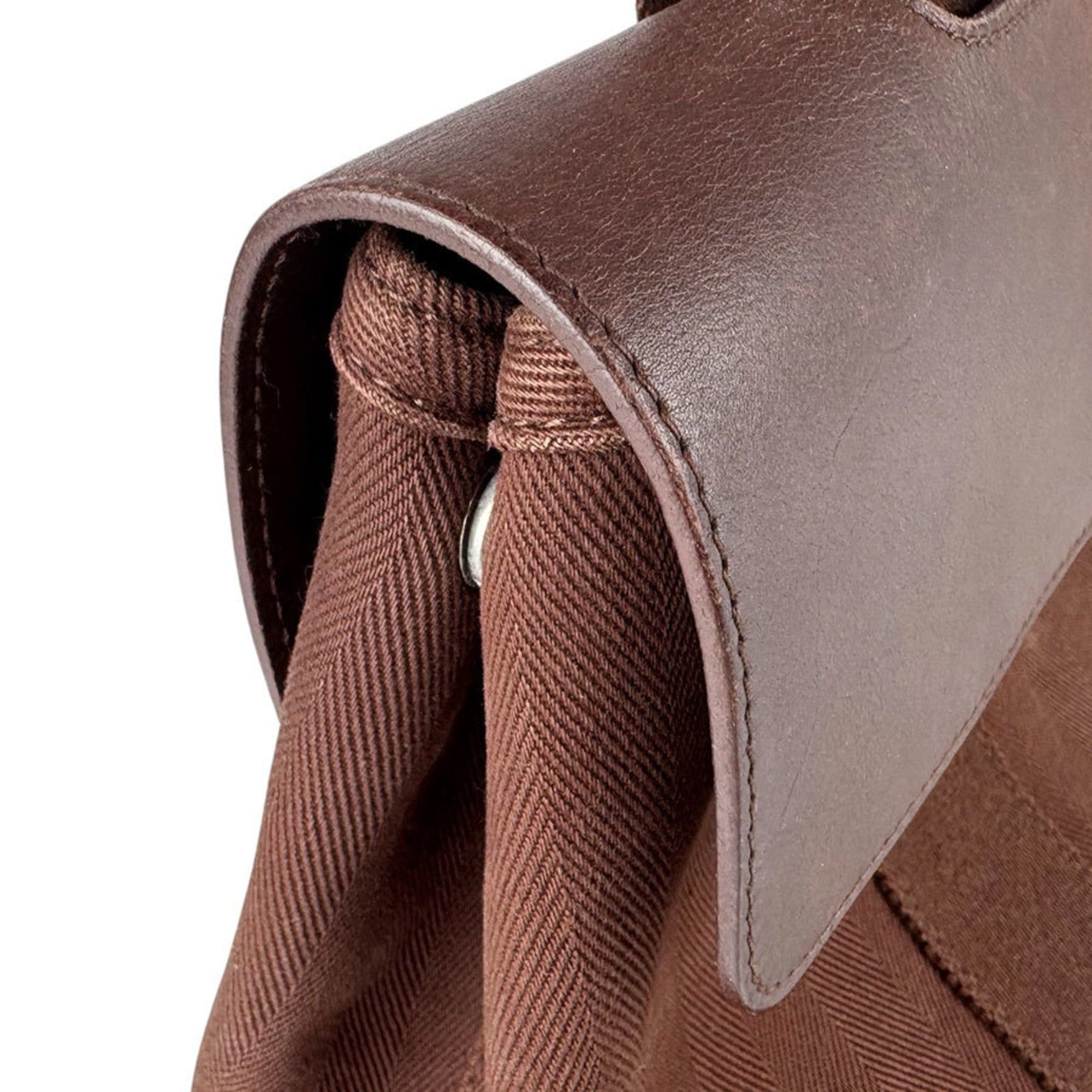 Hermes Hermes Hermès Valparaiso PM Handbag, Cotton and Leather, Brown, Women's, Free Shipping, z8812 Size ONE SIZE - 6 Thumbnail