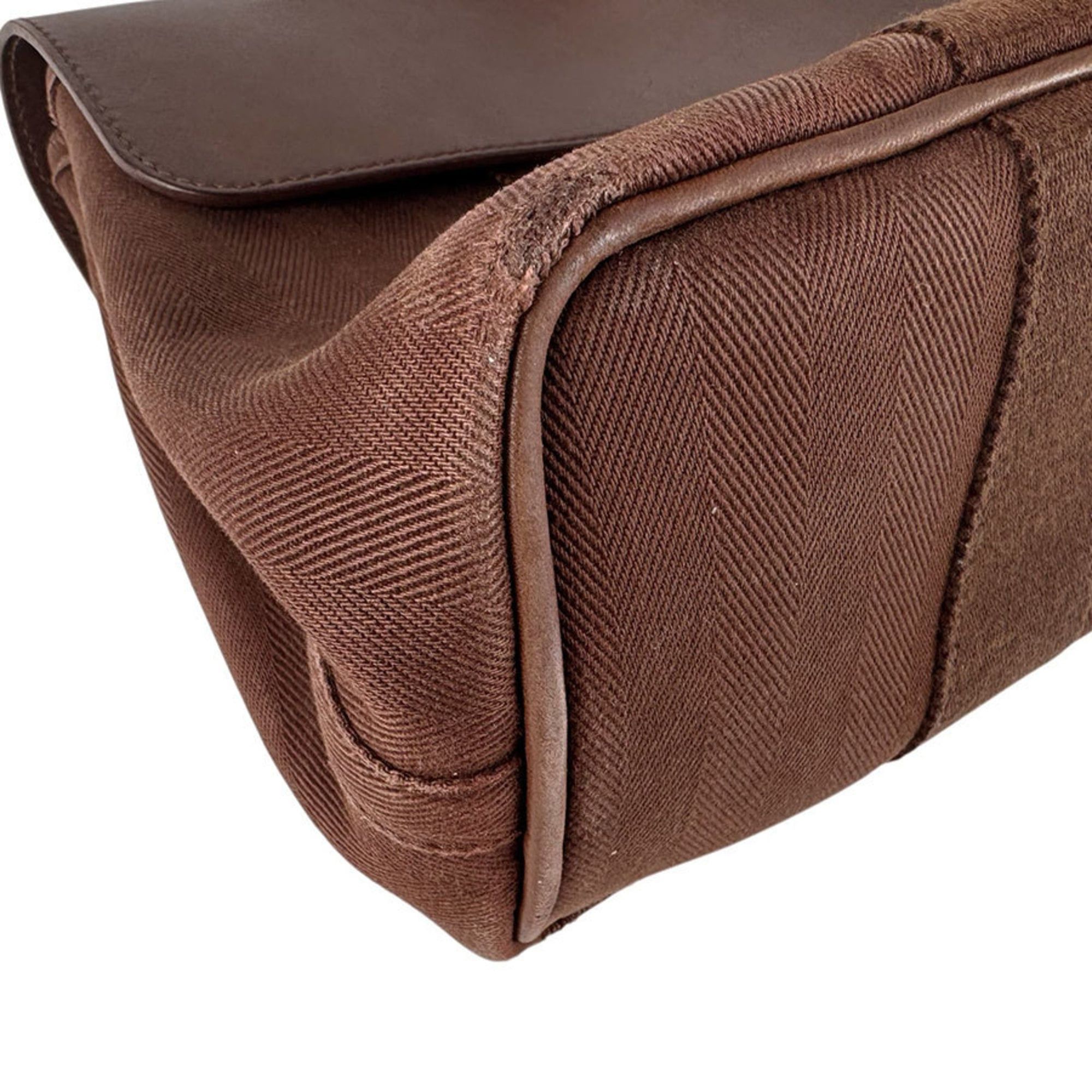 Hermes Hermes Hermès Valparaiso PM Handbag, Cotton and Leather, Brown, Women's, Free Shipping, z8812 Size ONE SIZE - 9 Thumbnail