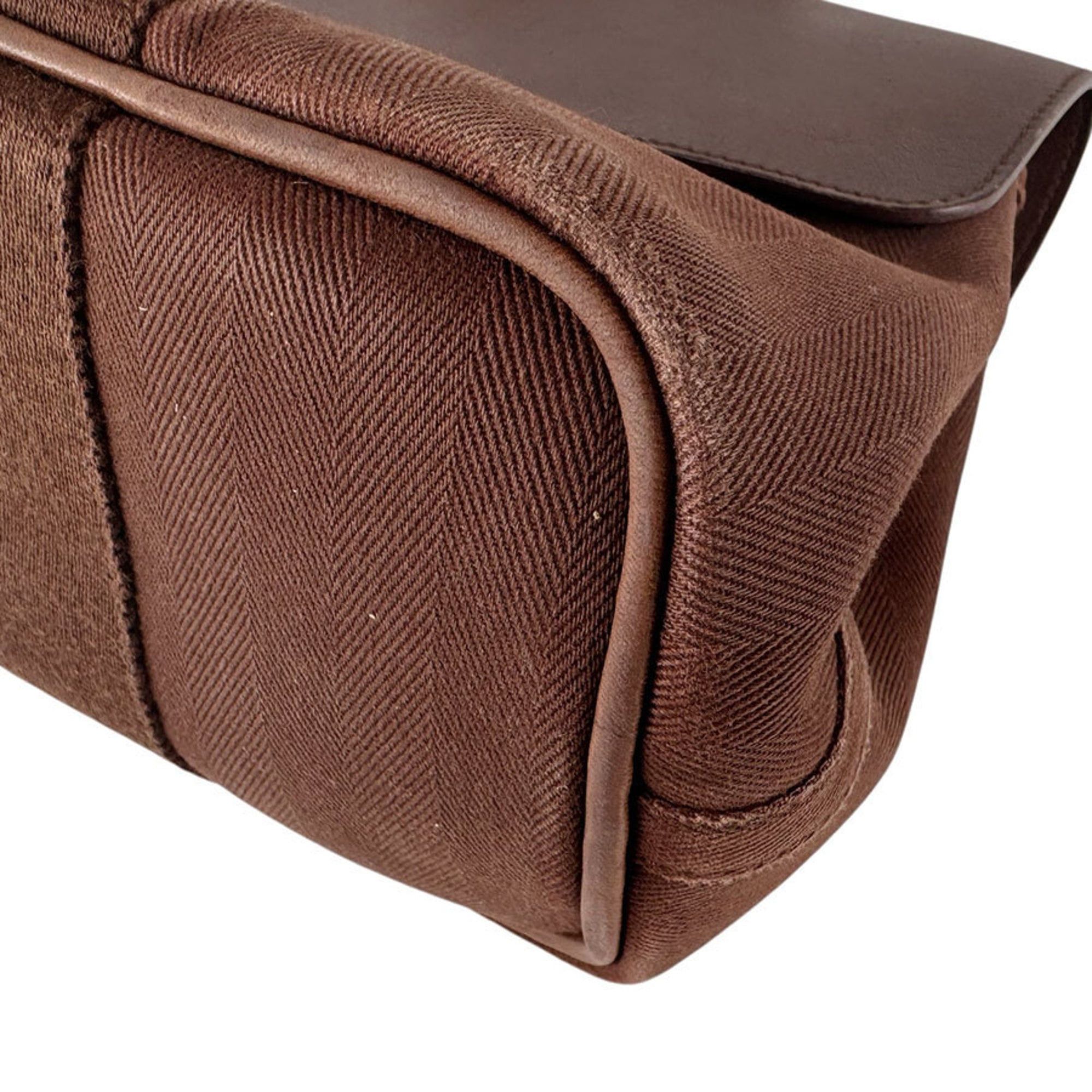 Hermes Hermes Hermès Valparaiso PM Handbag, Cotton and Leather, Brown, Women's, Free Shipping, z8812 Size ONE SIZE - 10 Thumbnail